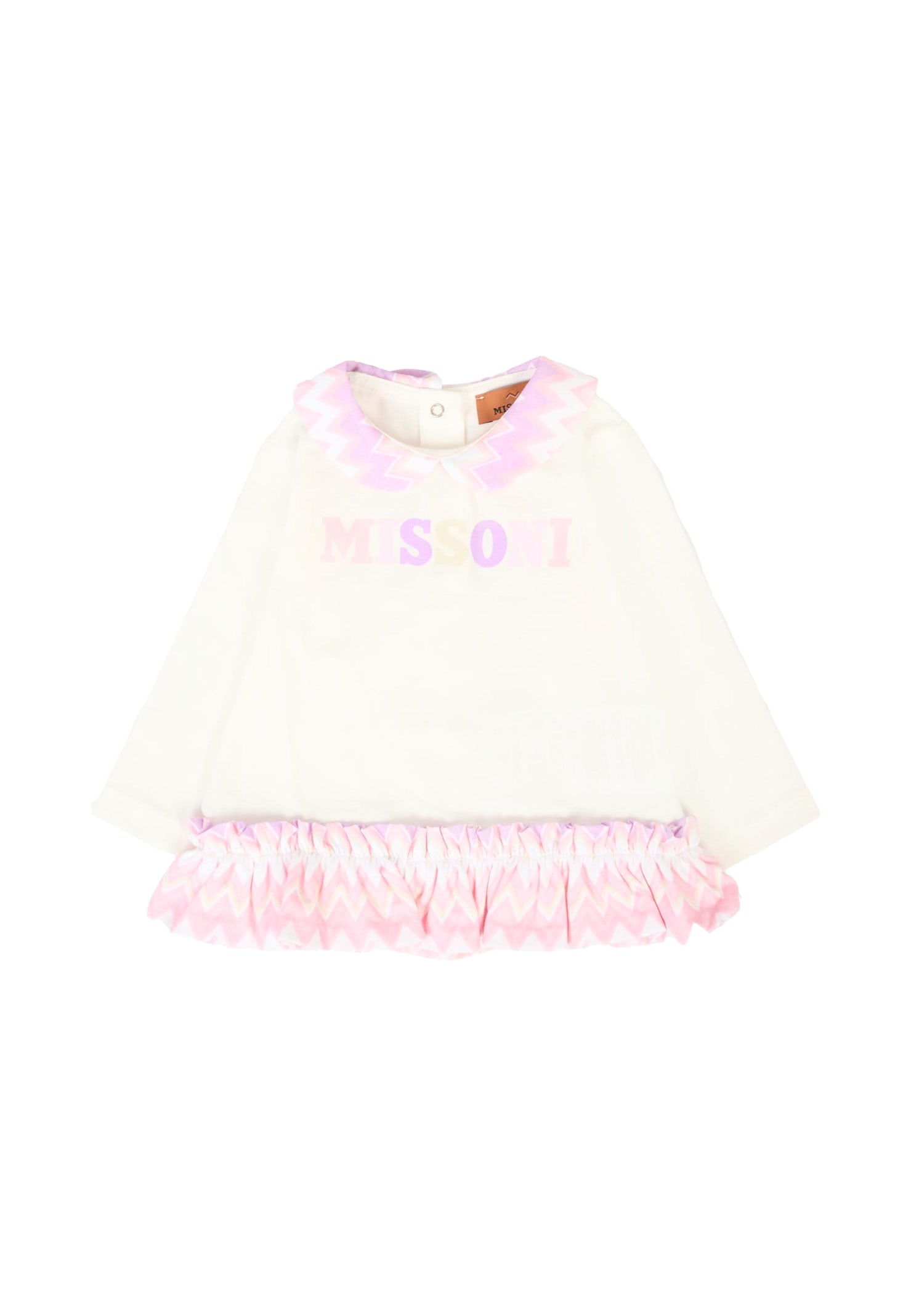 Missoni Ivory T-shirt For Baby Girl With Logo