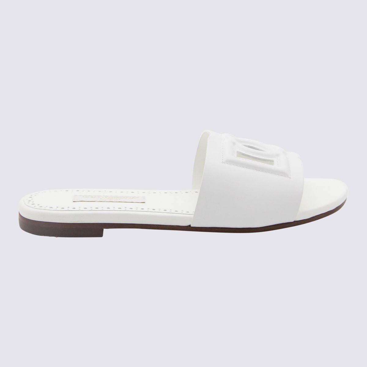 Dolce & Gabbana White Leather Dg Logo Flats