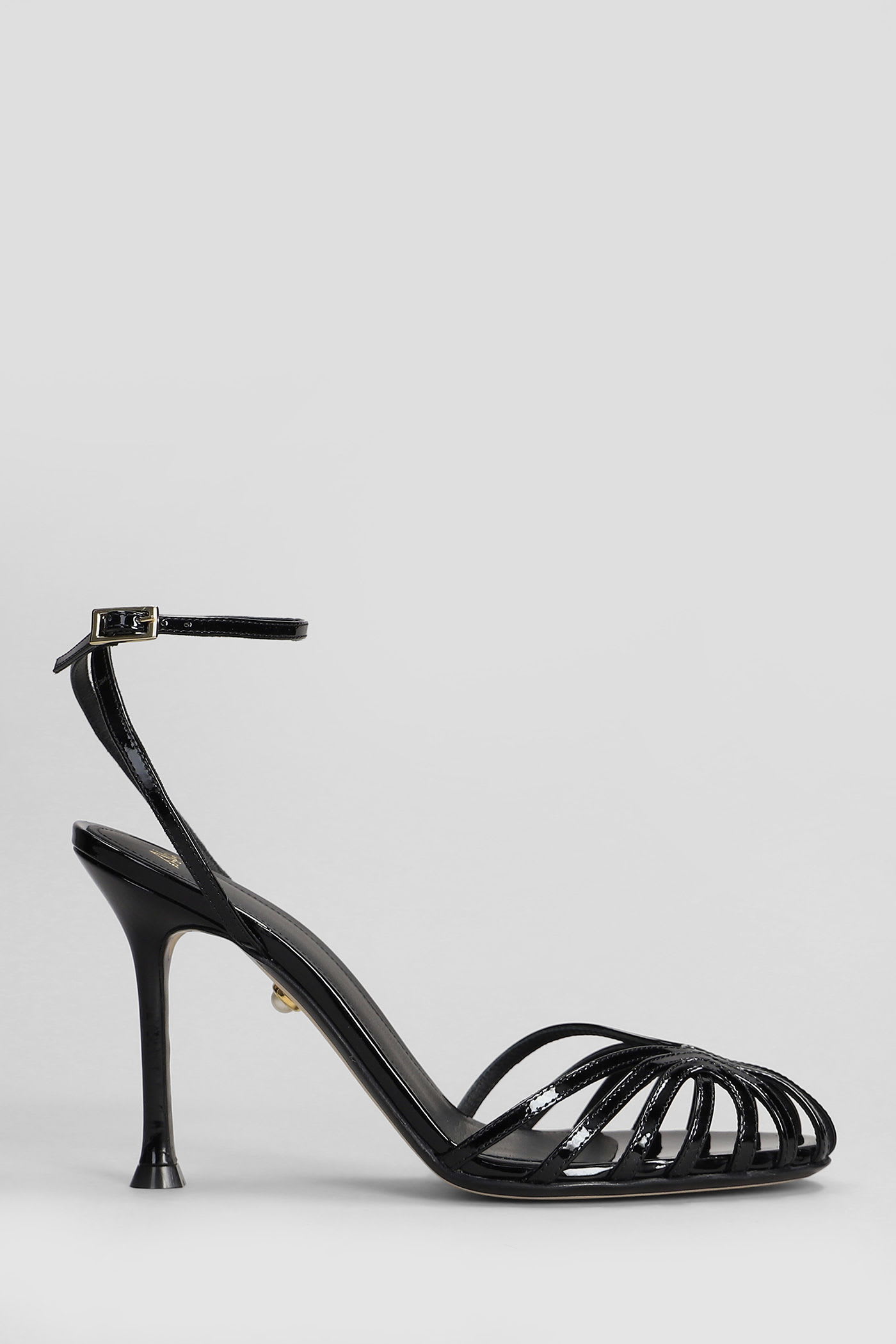 Alevì Ally 95 Sandals In Black Patent Leather
