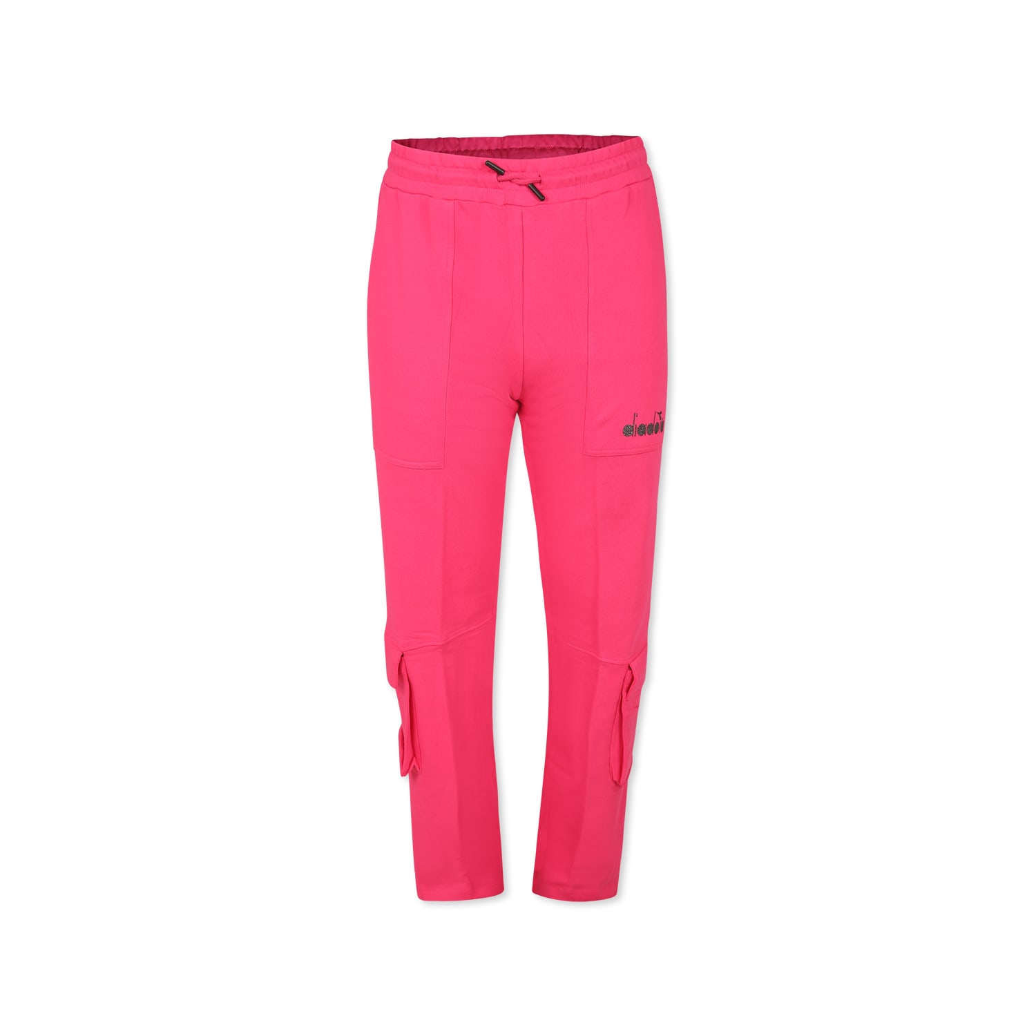 Diadora Fuchsia Trousers For Girl With Logo