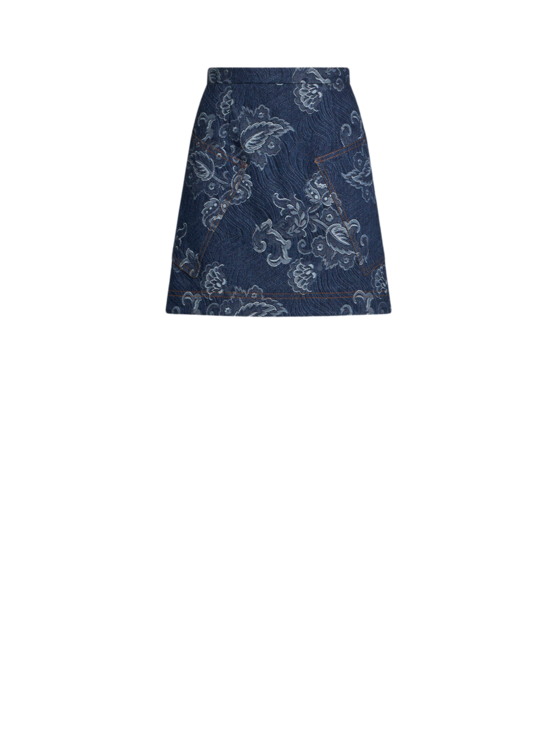 Etro, Mini-jupe En Denim Jacquard, Femme, Bleu Marine, Taille 40