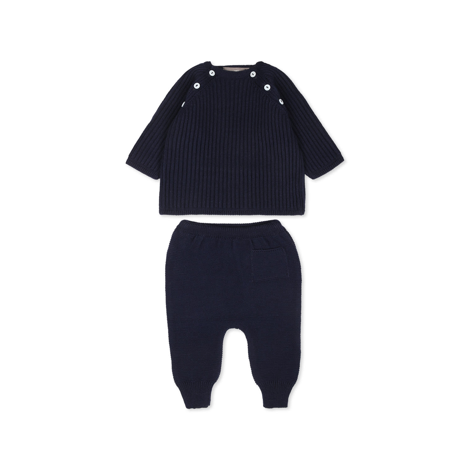 Little Bear Navy Blue Knit Suit For Baby Boy