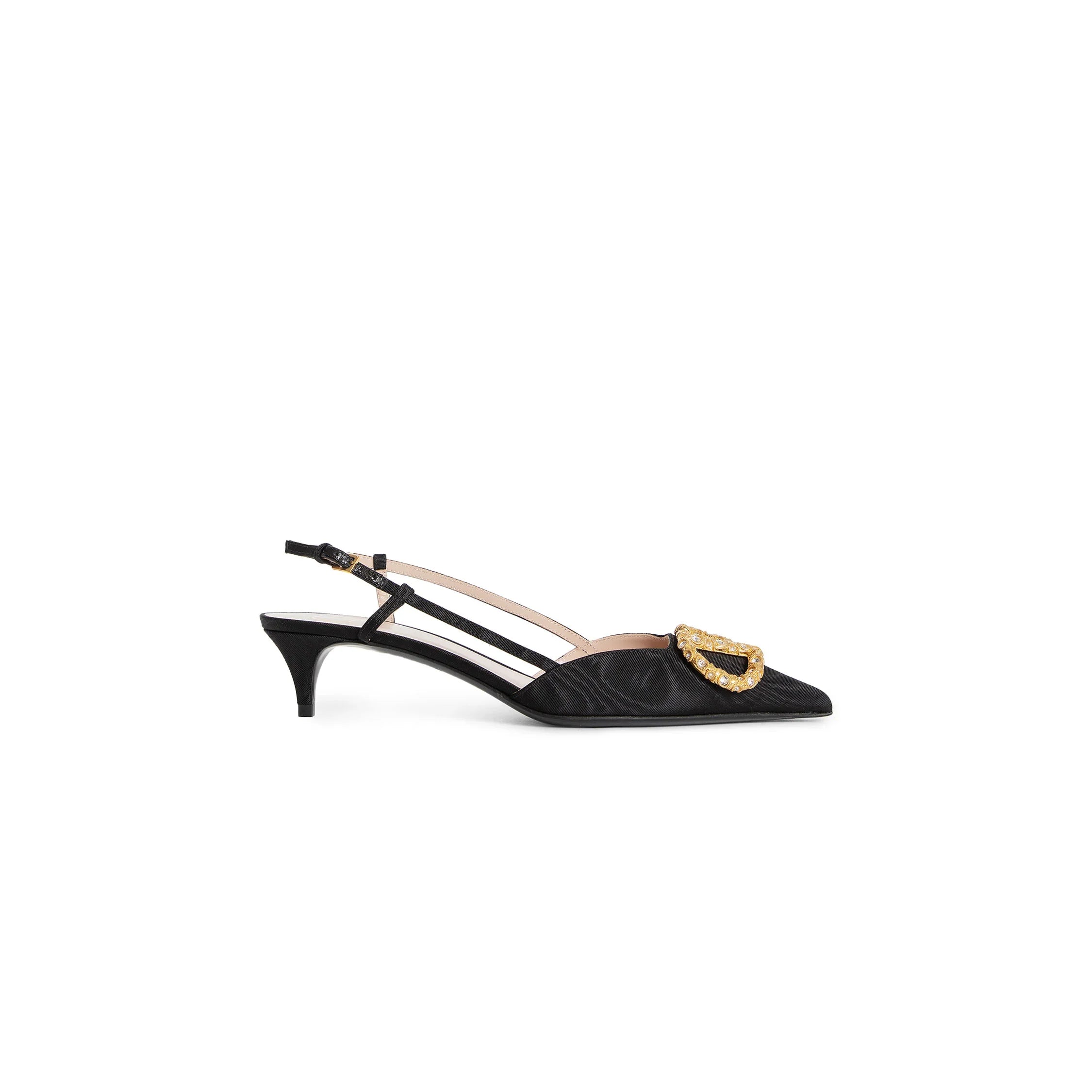 Jewel Vlogo Slingback Moiré Pumps