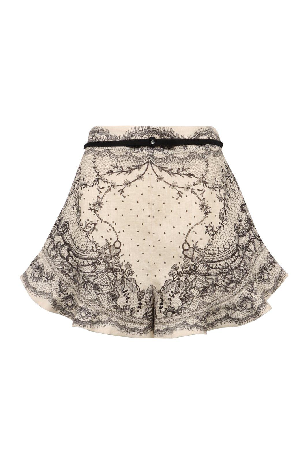 Zimmermann Crush Flat Front Frill Shorts