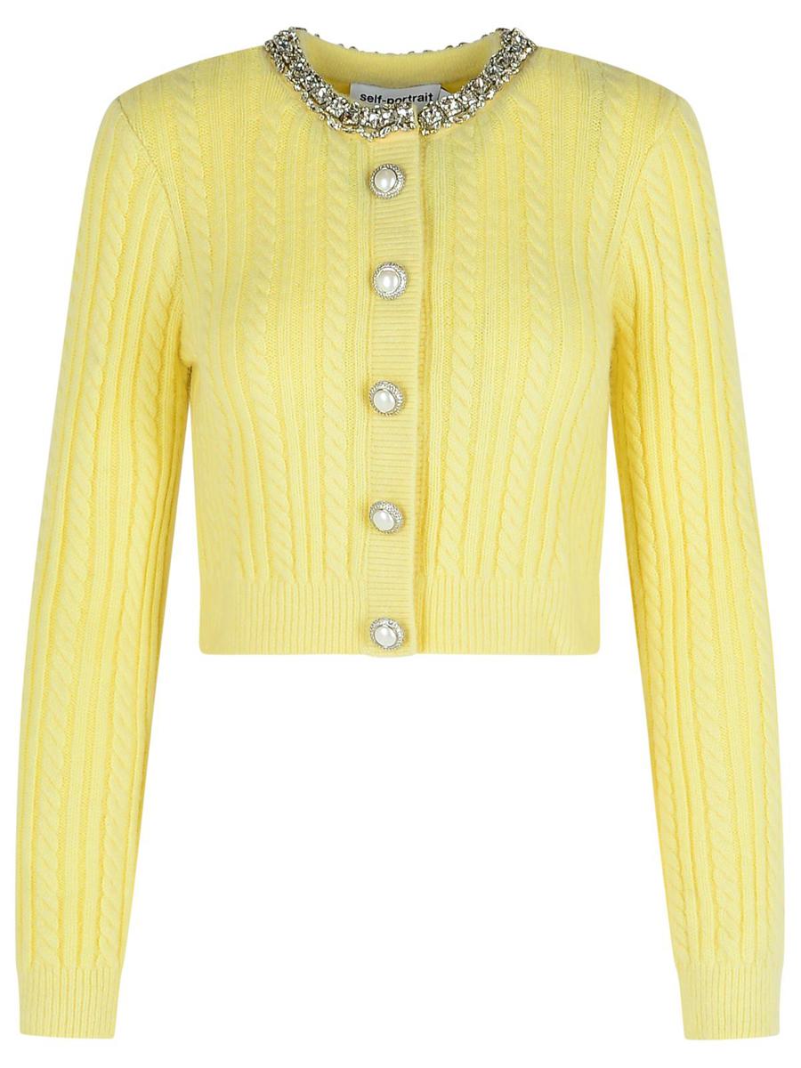 Self-Portrait Yellow Alpaca Blend Cardigan