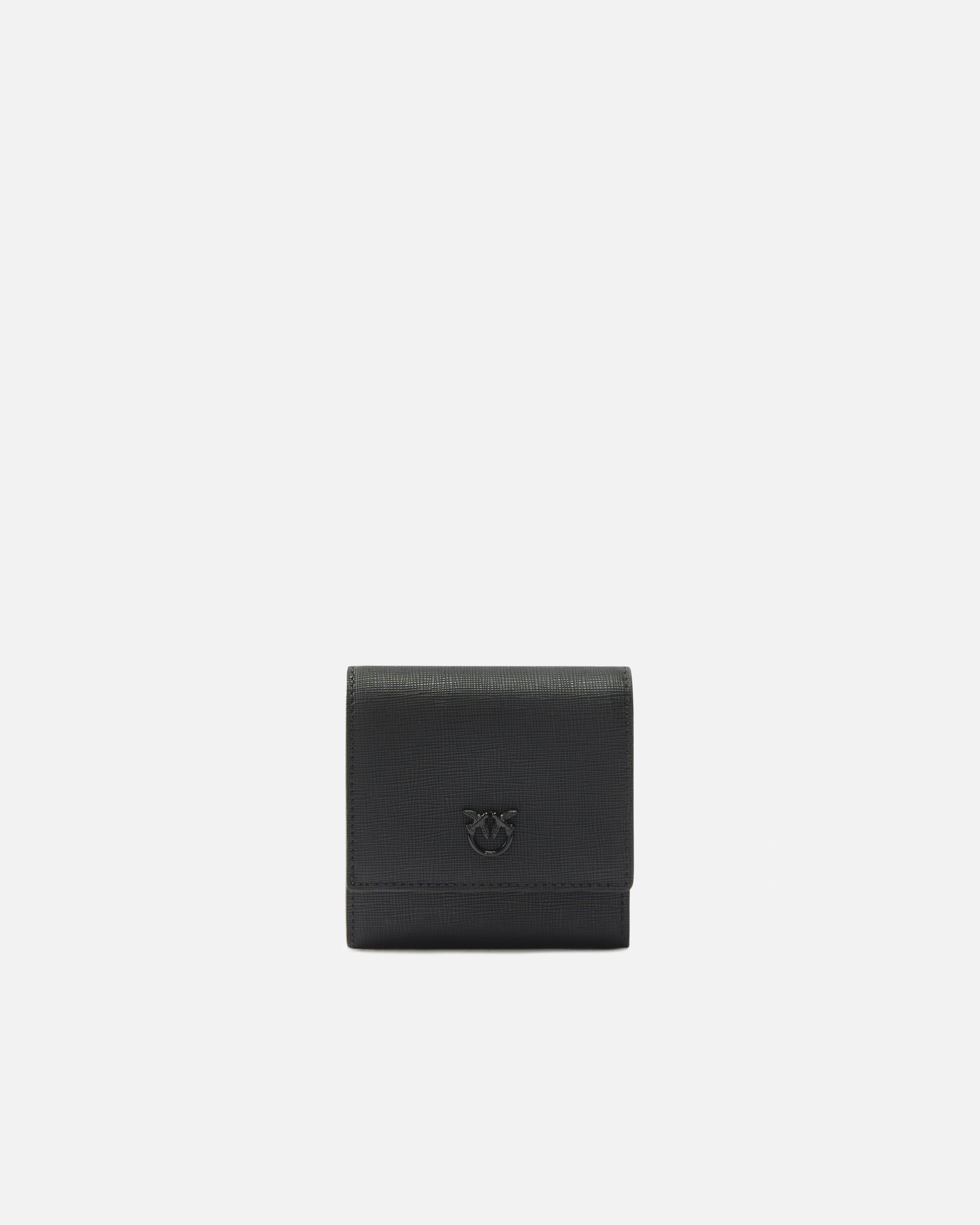 Pinko, Porte-monnaie carré en cuir saffiano, Noir limousine color block, U