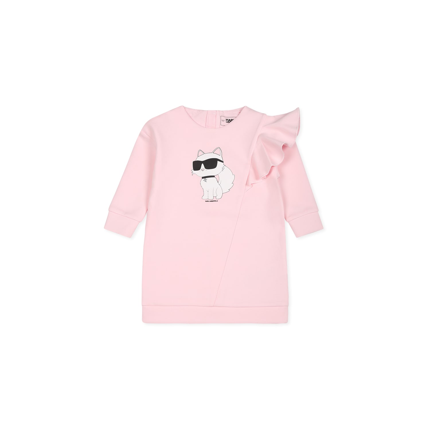 Karl Lagerfeld Kids Pink Dress For Baby Girl With Choupette Print