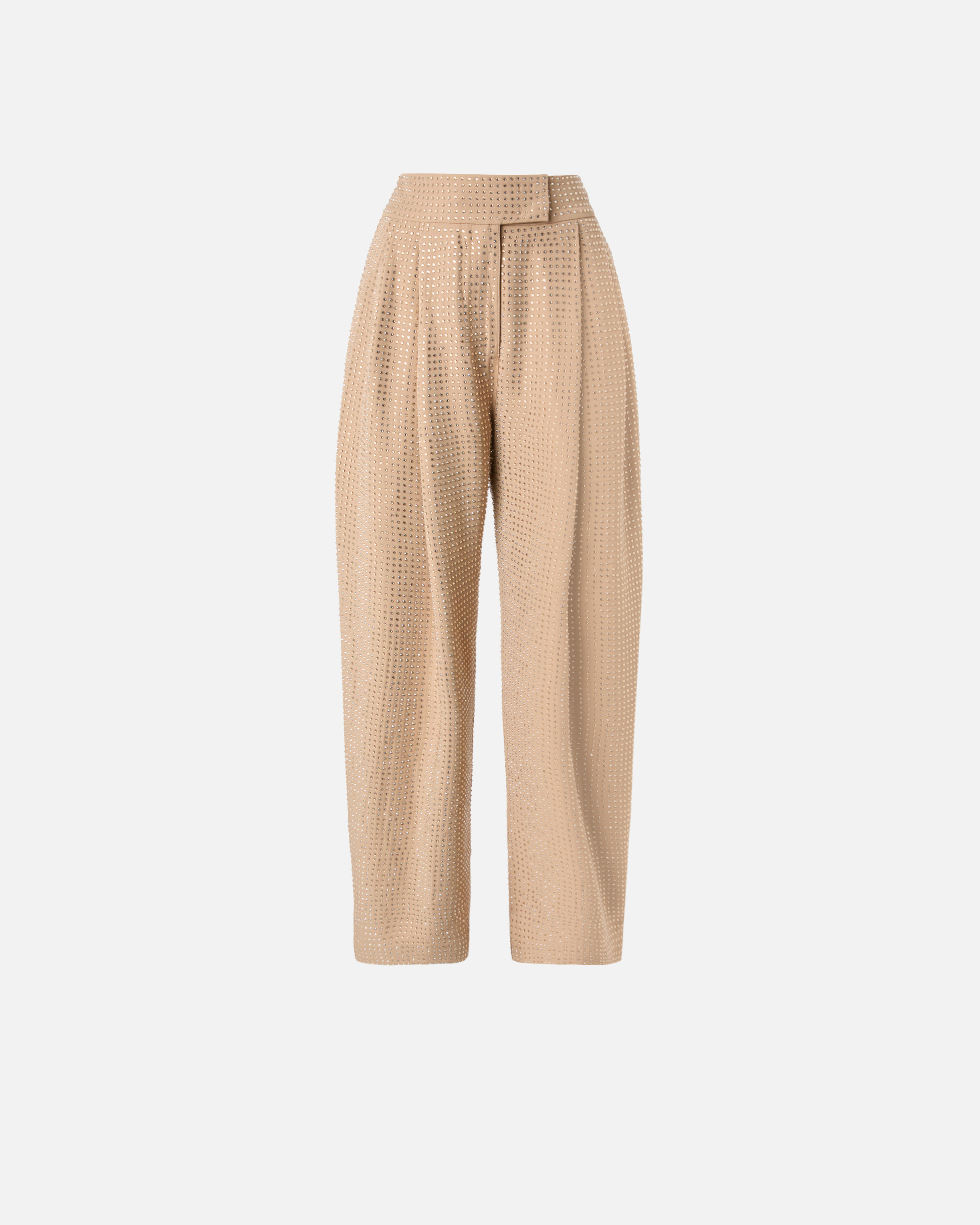 Pinko, Pantalon large à strass all-over, Beige taupe chaud, 38