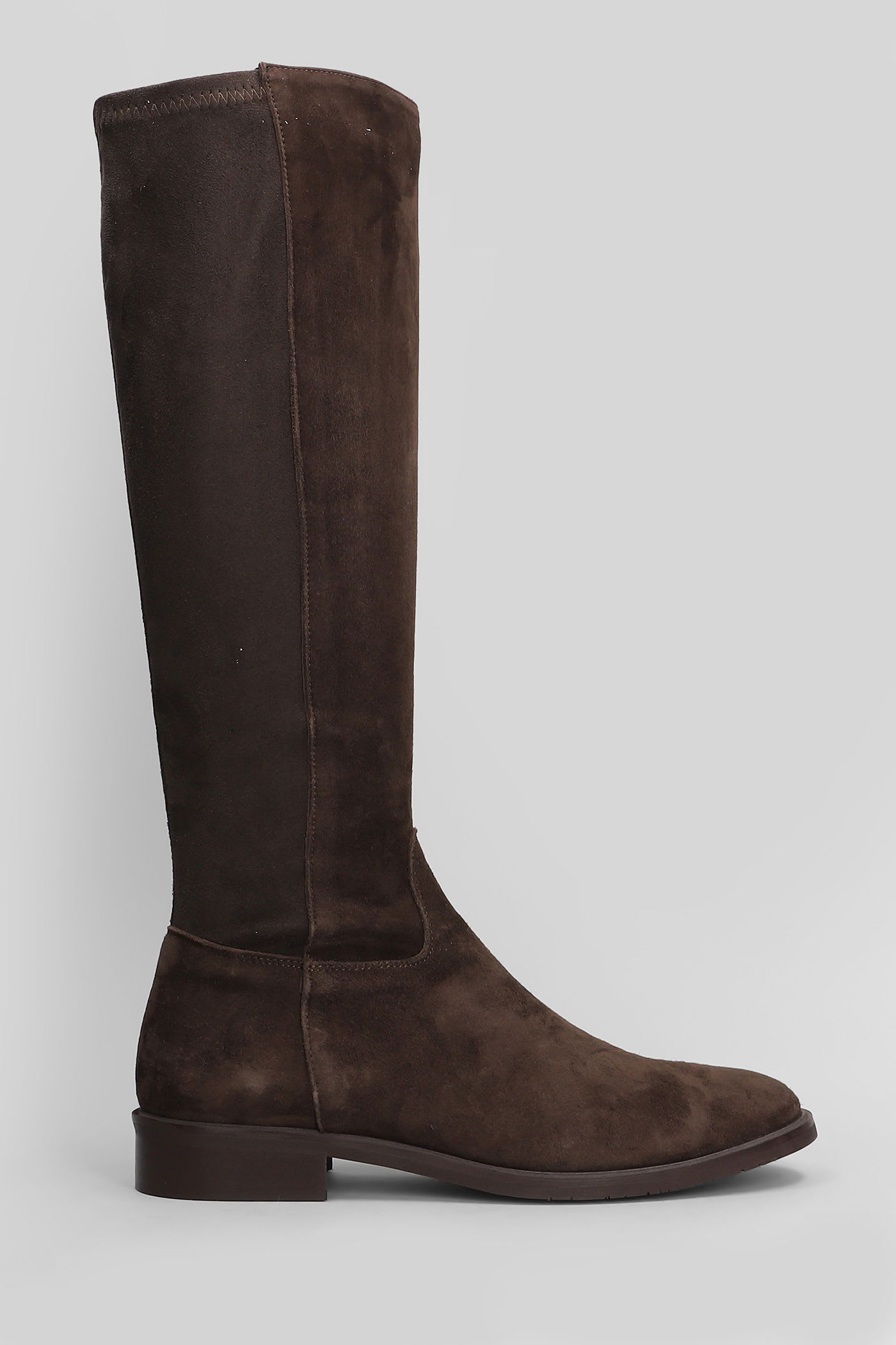 Julie Dee Low Heels Boots In Dark Brown Suede