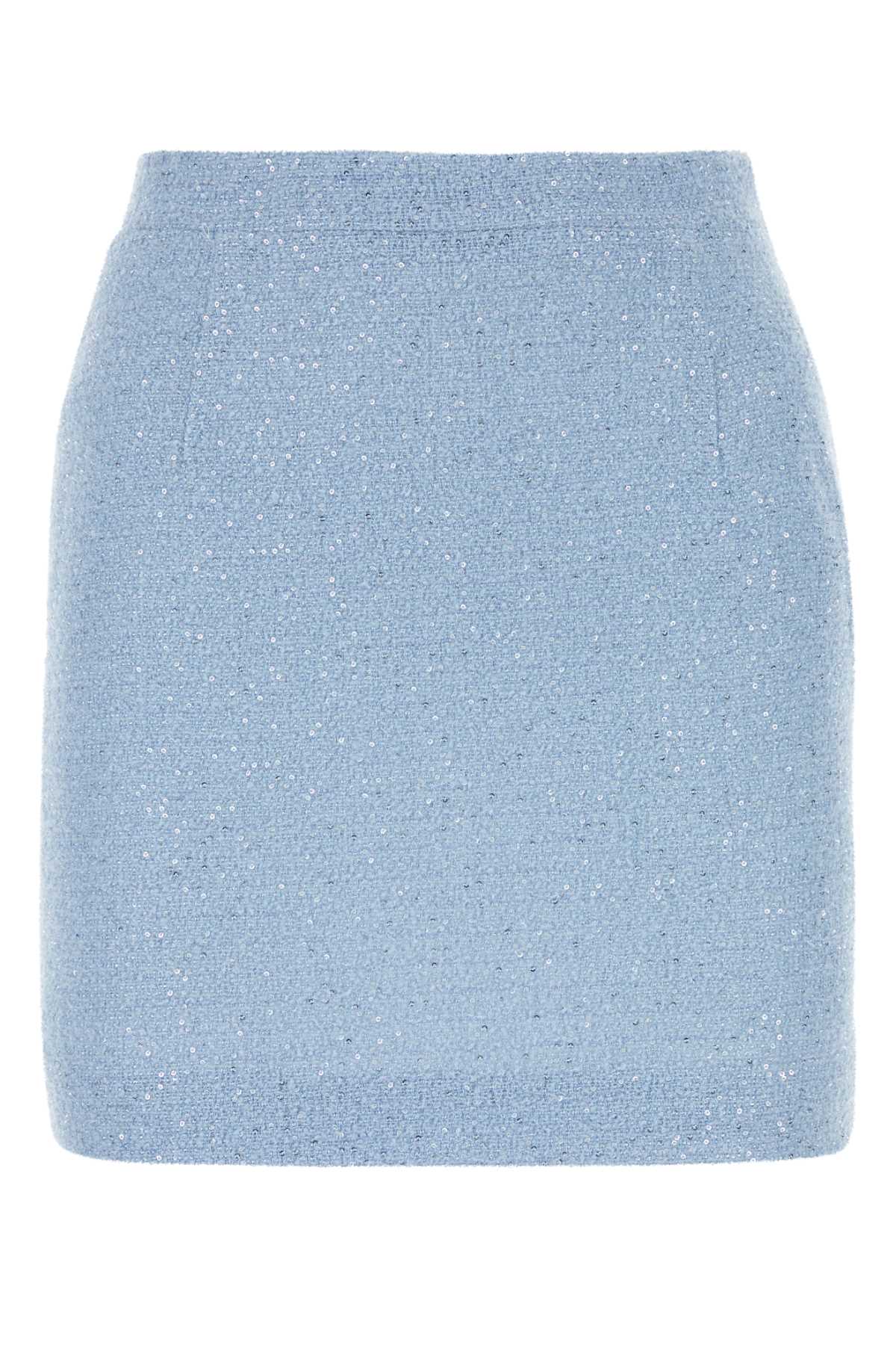 Alessandra Rich Light-blue Tweed Mini Skirt