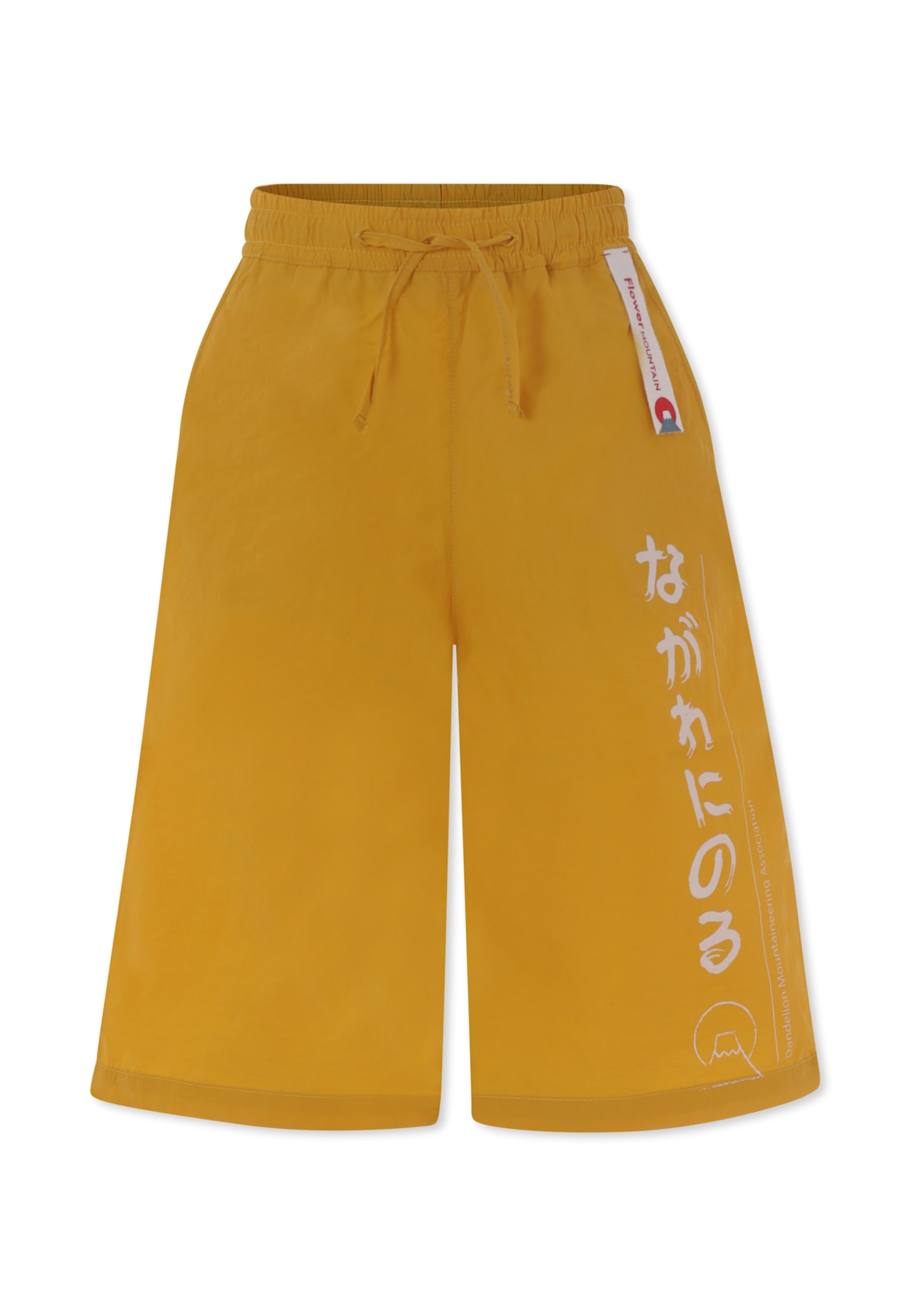 Flower Mountain Yellow Shorts For Boy With Patch