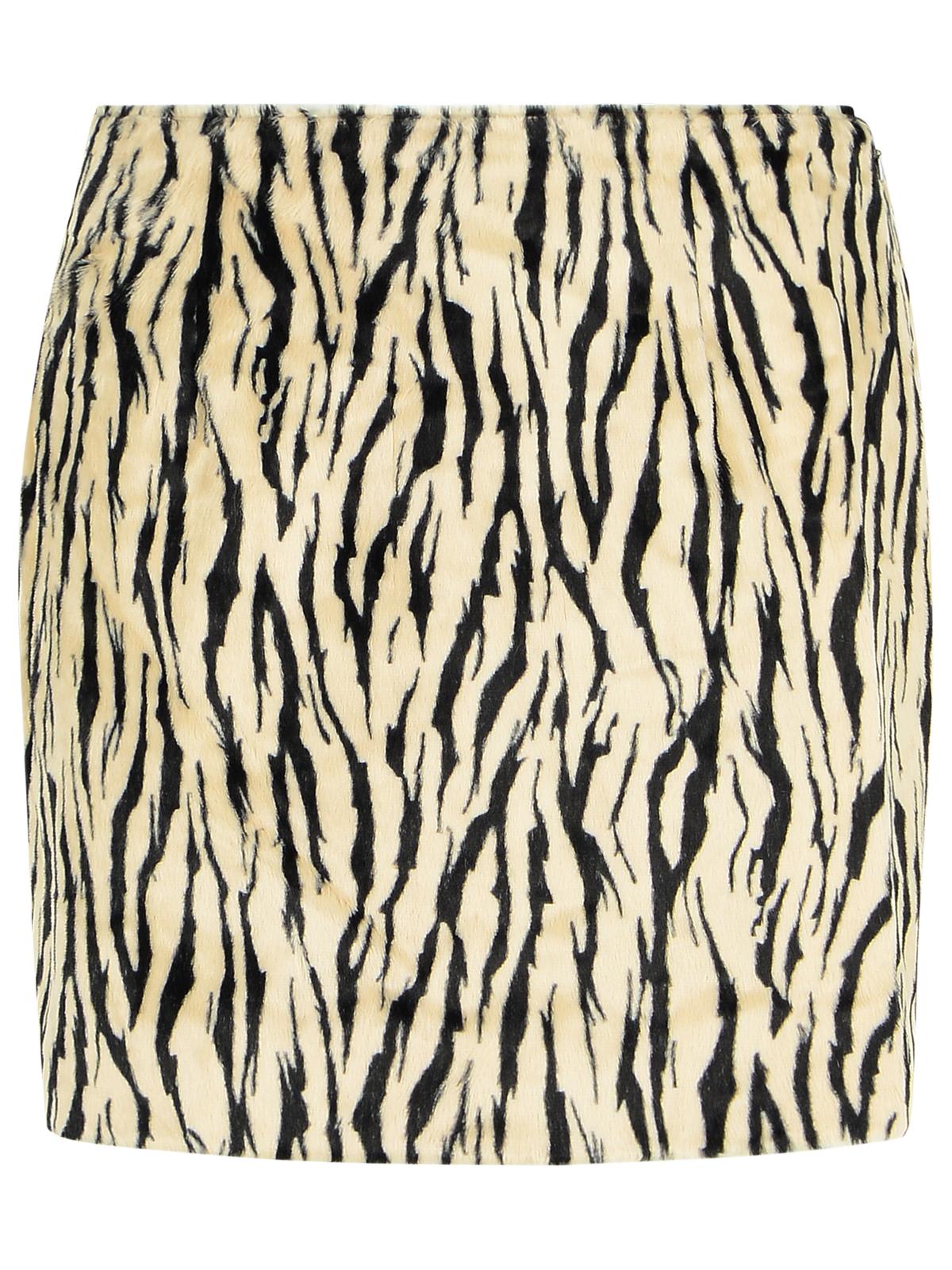 Rotate by Birger Christensen Printed Faux Fur Skirt