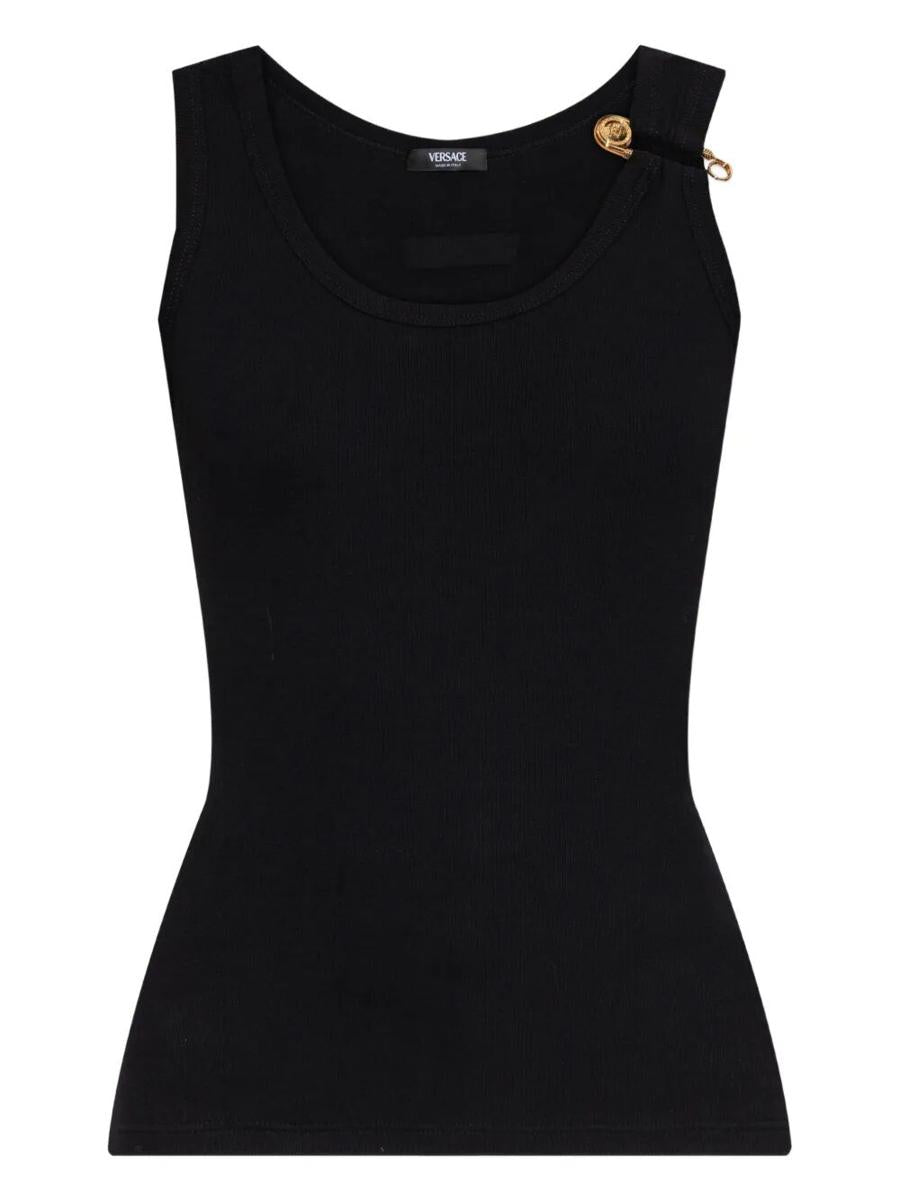 Versace Safety Pin Ribbed Tank Top Clothing