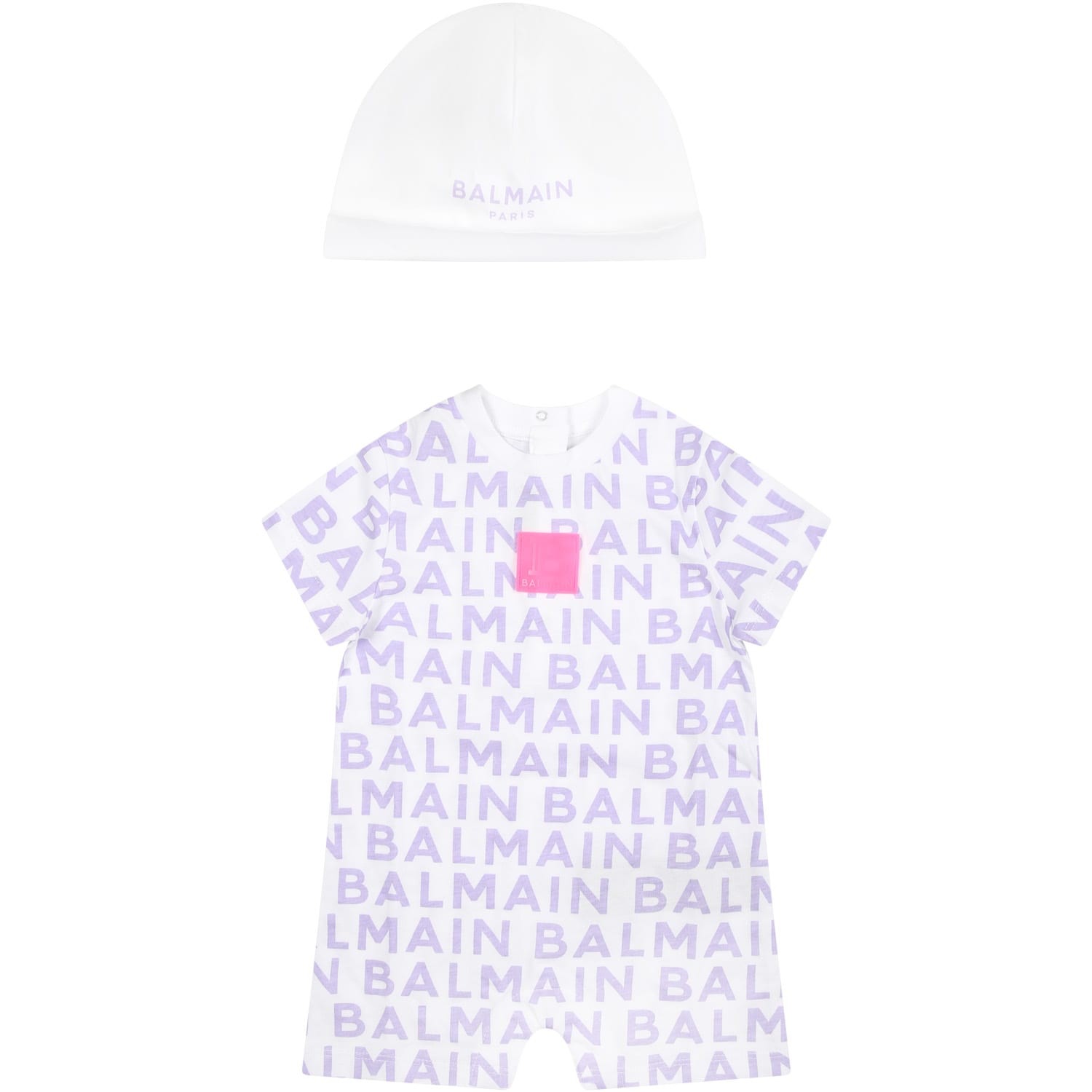 Balmain Purple Set For Baby Girl With Logo