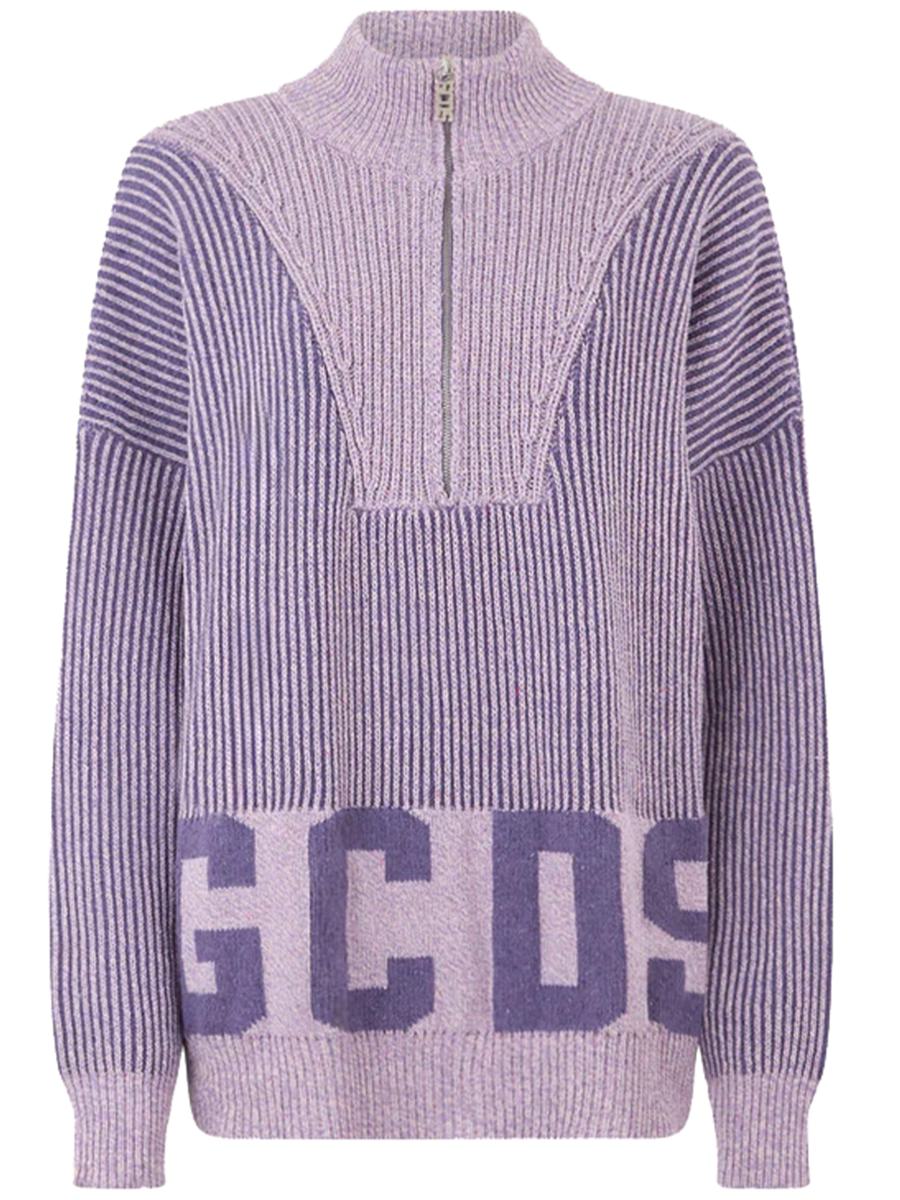 Gcds 罗纹低logo半拉链毛衣
