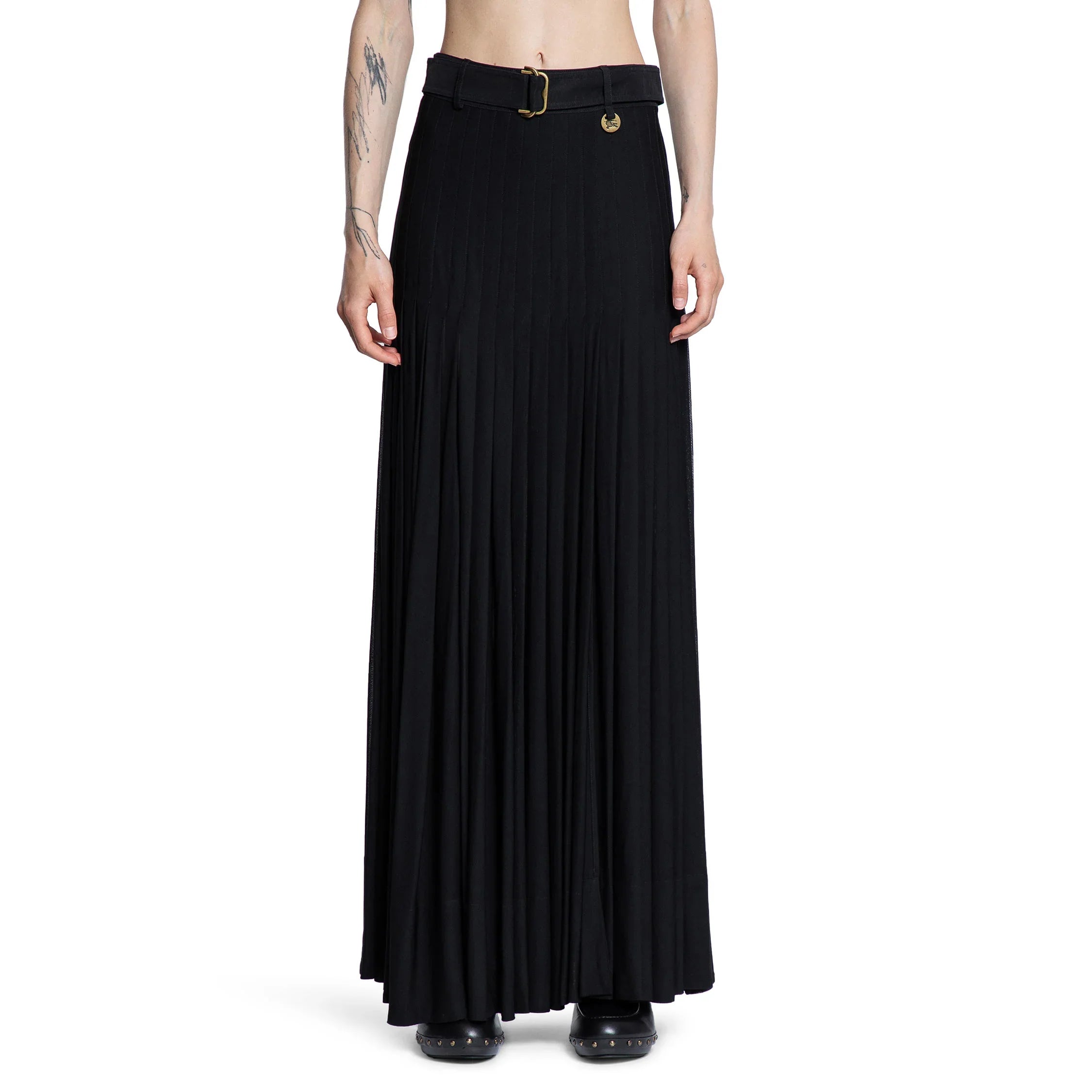 Pleated Crêpe Jersey Maxi Skirt