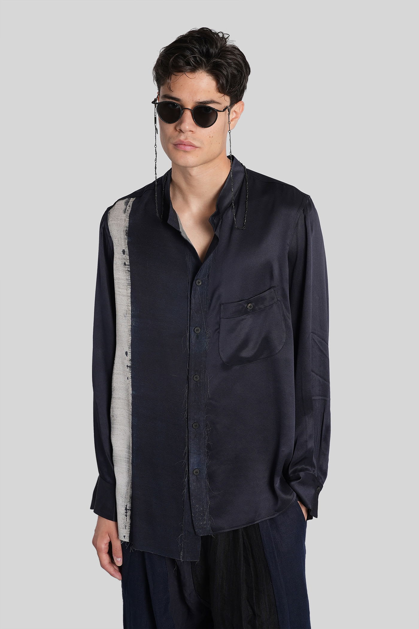 Ziggy Chen Shirt In Blue Silk