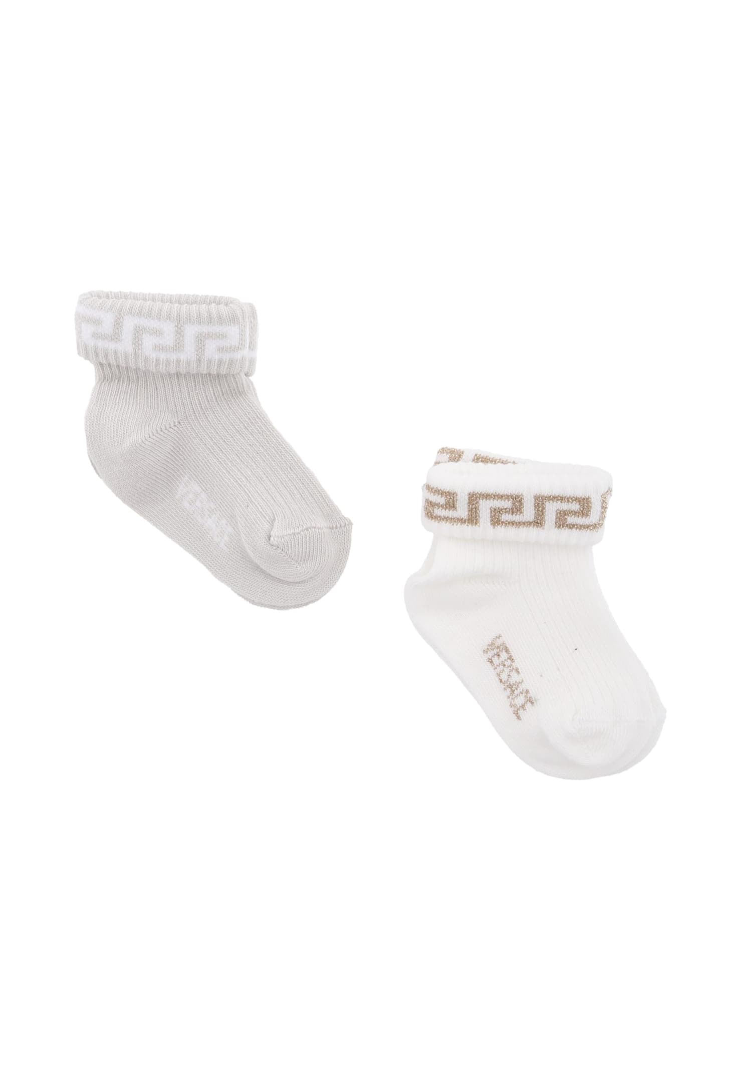 Versace Multicolor Socks Set For Babykids With Greca Motif