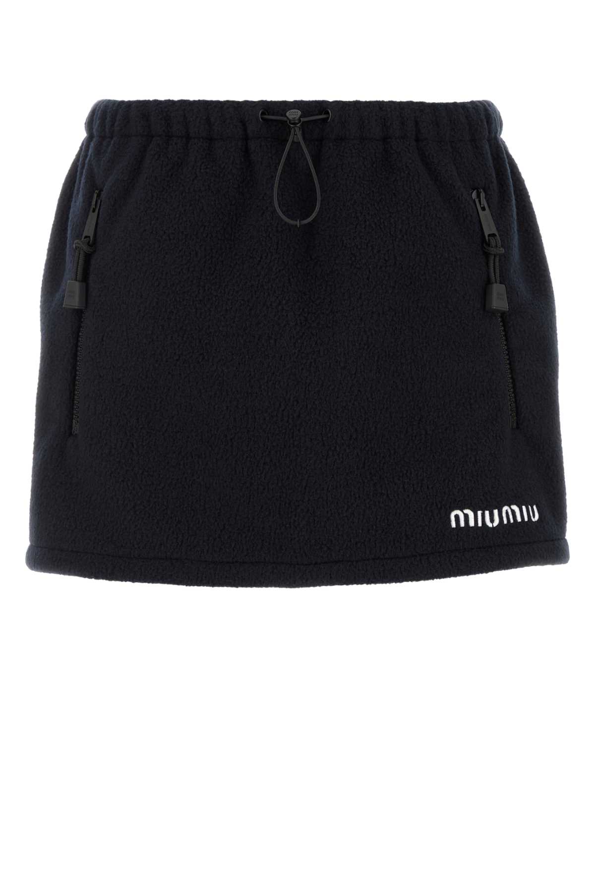 Miu Miu Navy Blue Pile Mini Skirt