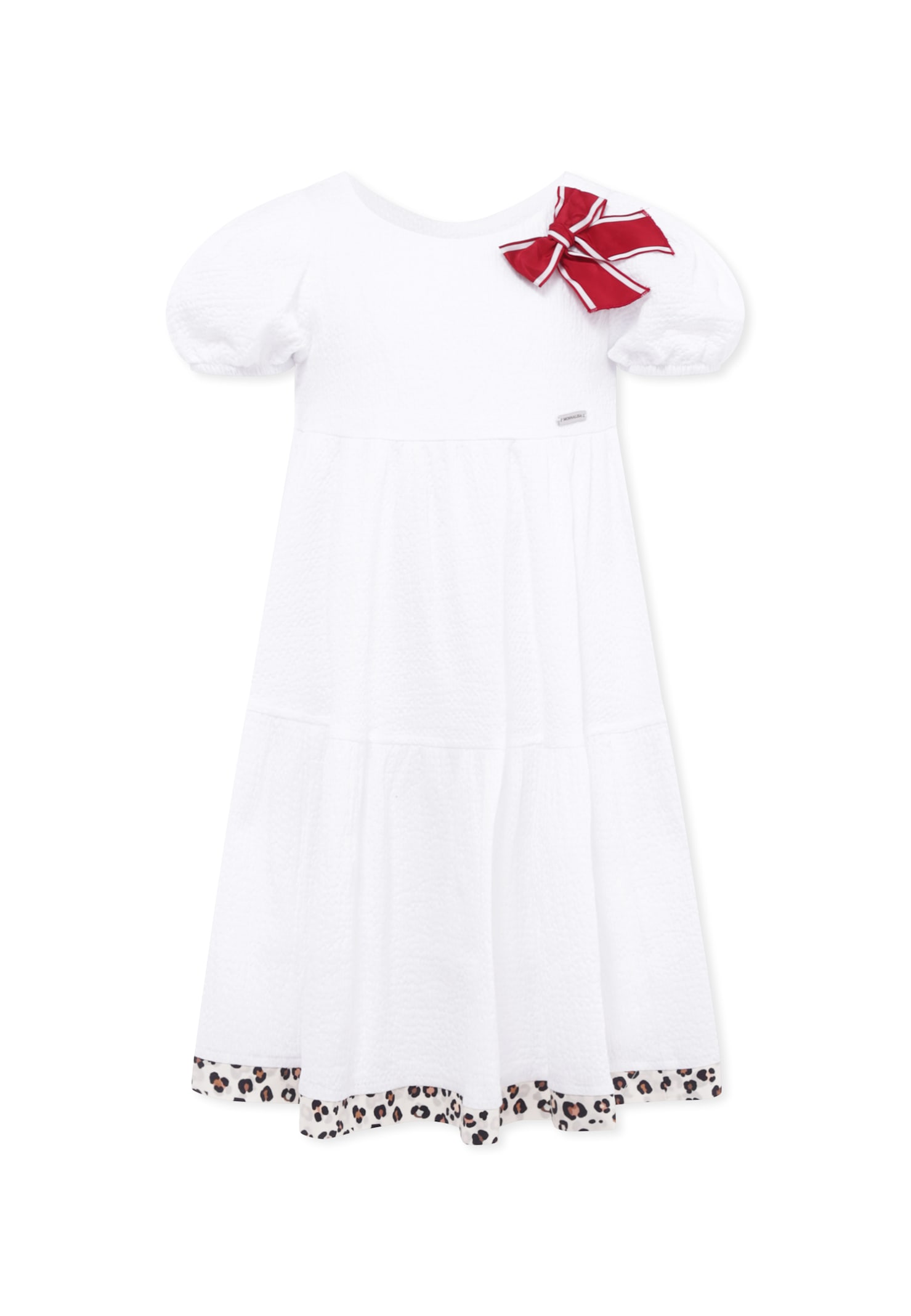 Monnalisa White Dress For Girl With Bow
