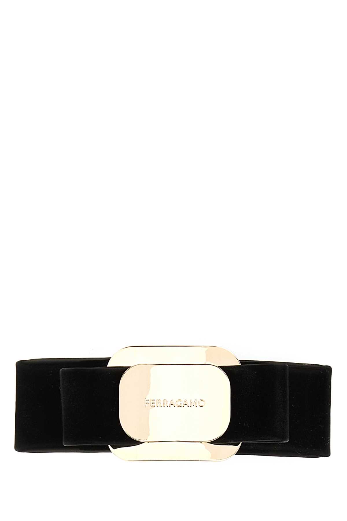 Ferragamo Black Leather Hair Clip