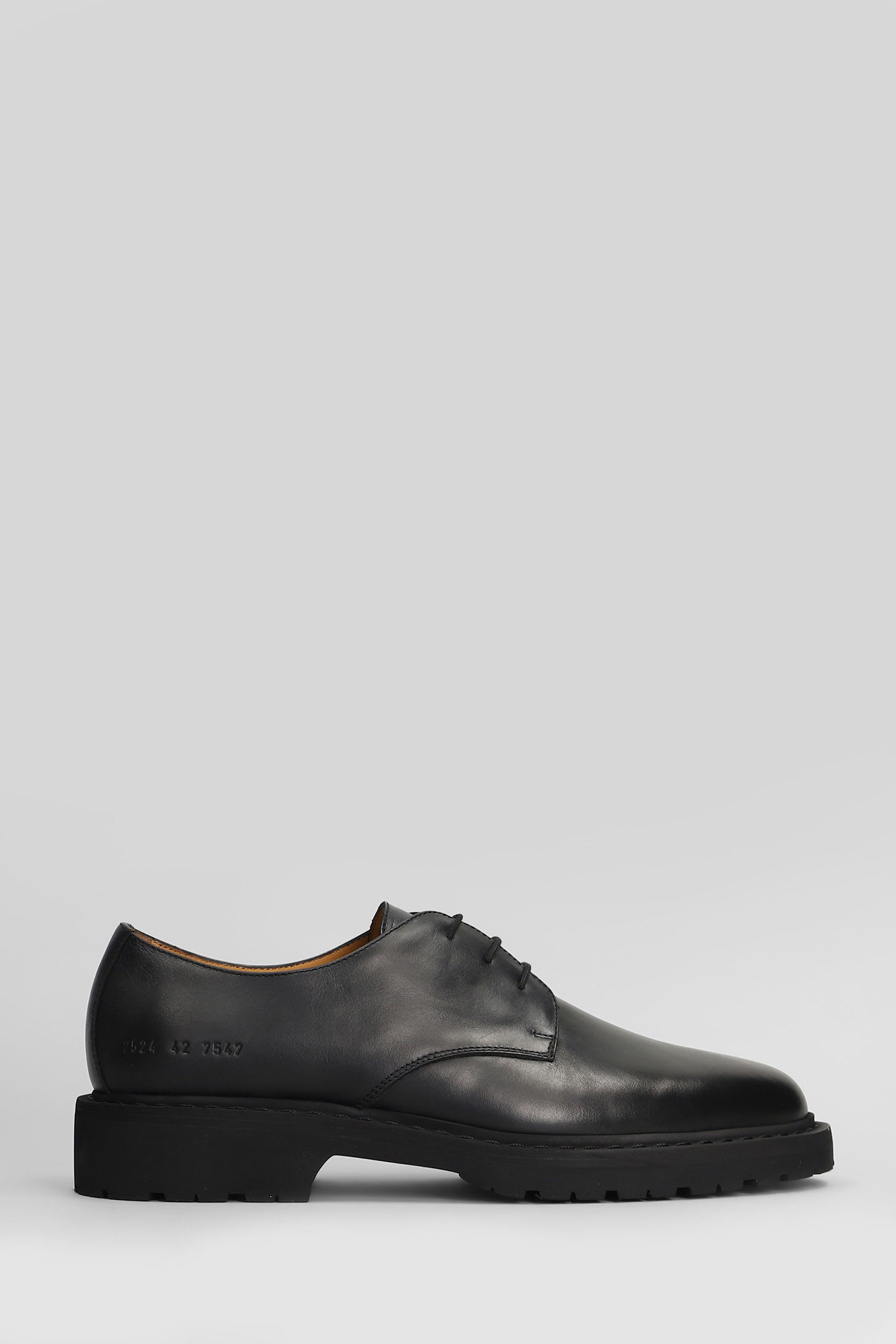 Common Projects Derby Lace Up Shoes In Black Leather