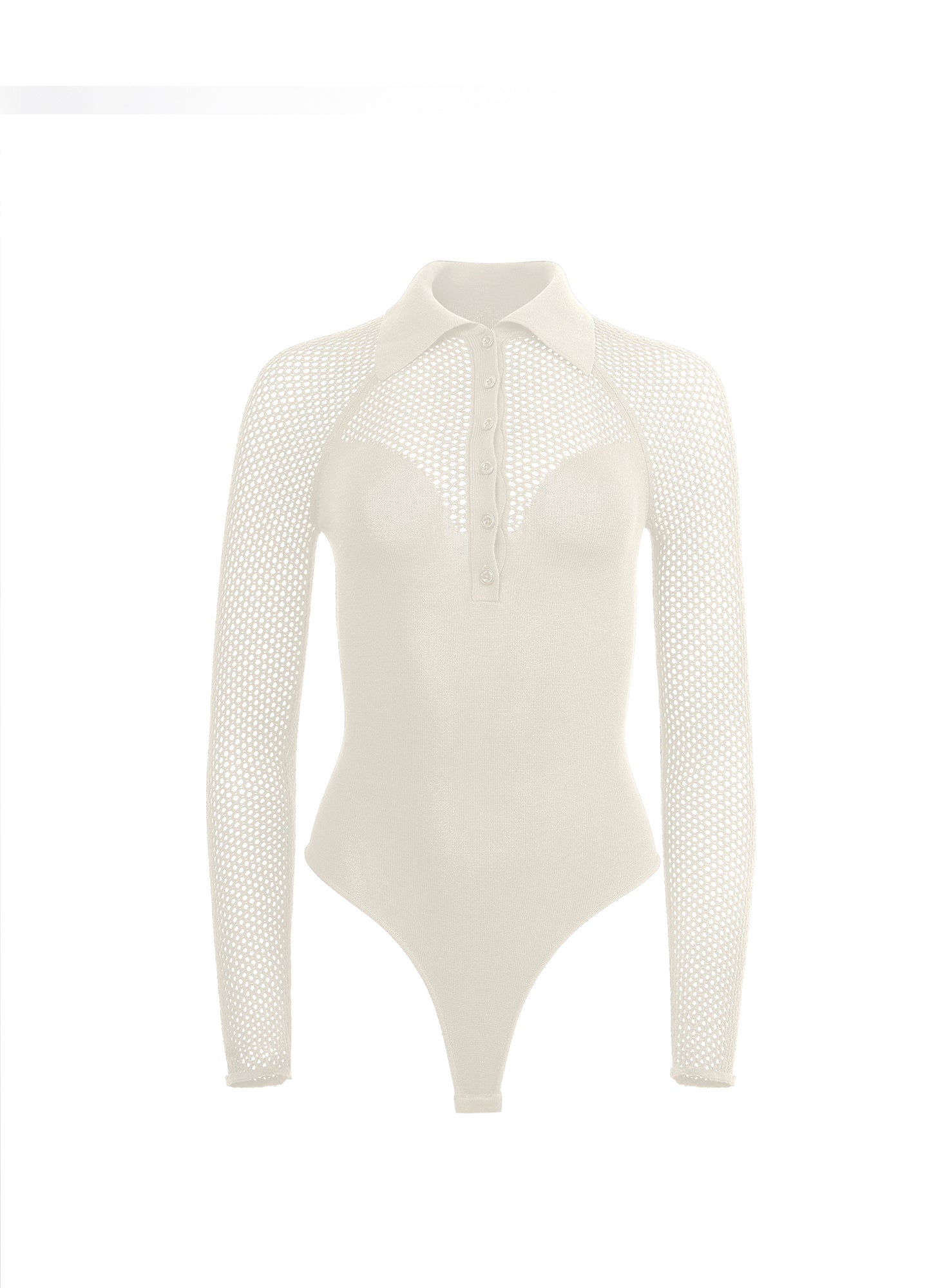 Fleur du Mal Knit Mesh Collared Bodysuit