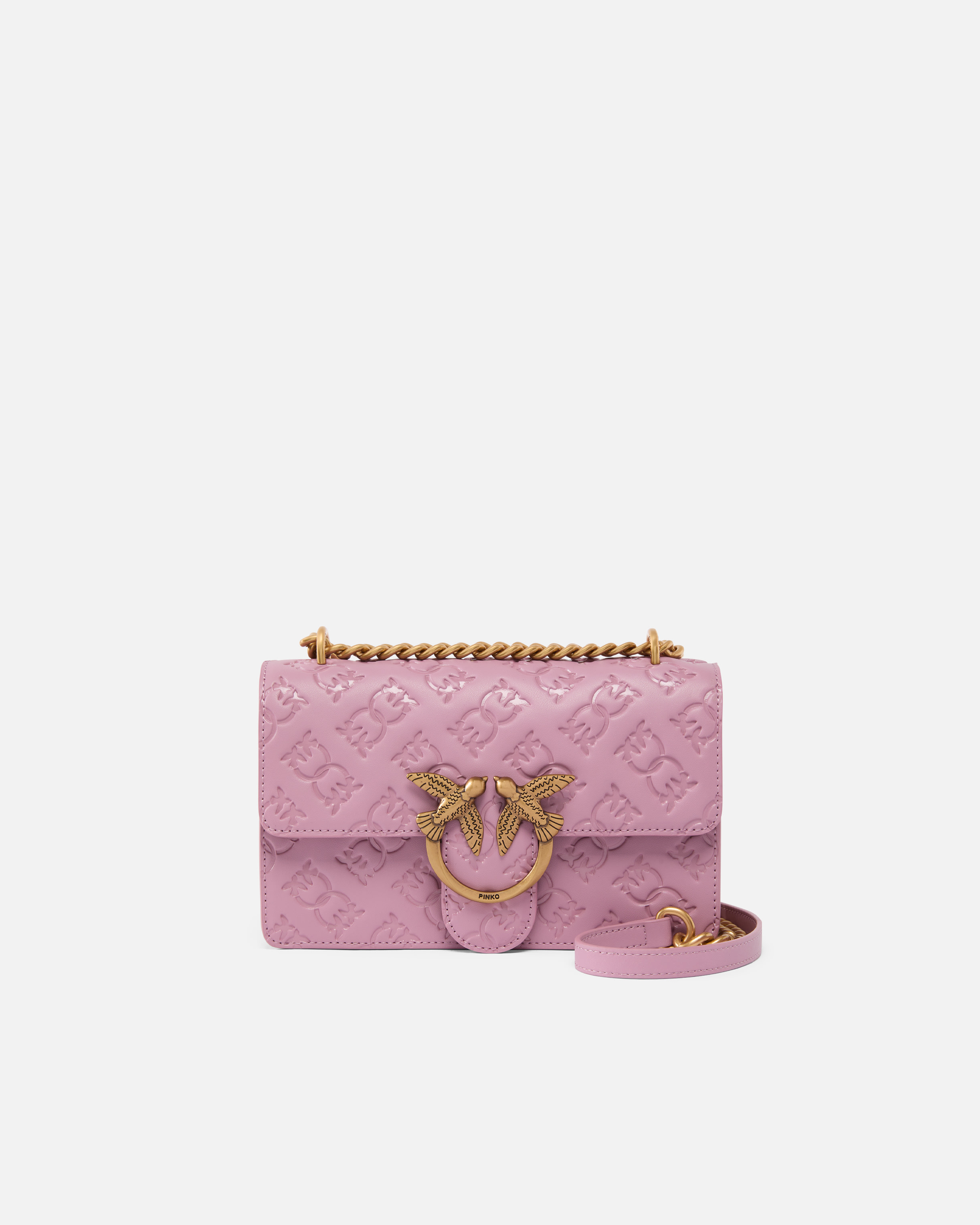 Pinko, Minisac à bandoulière Love Bag à logo gaufré, Violet-gris lille-or antique, U