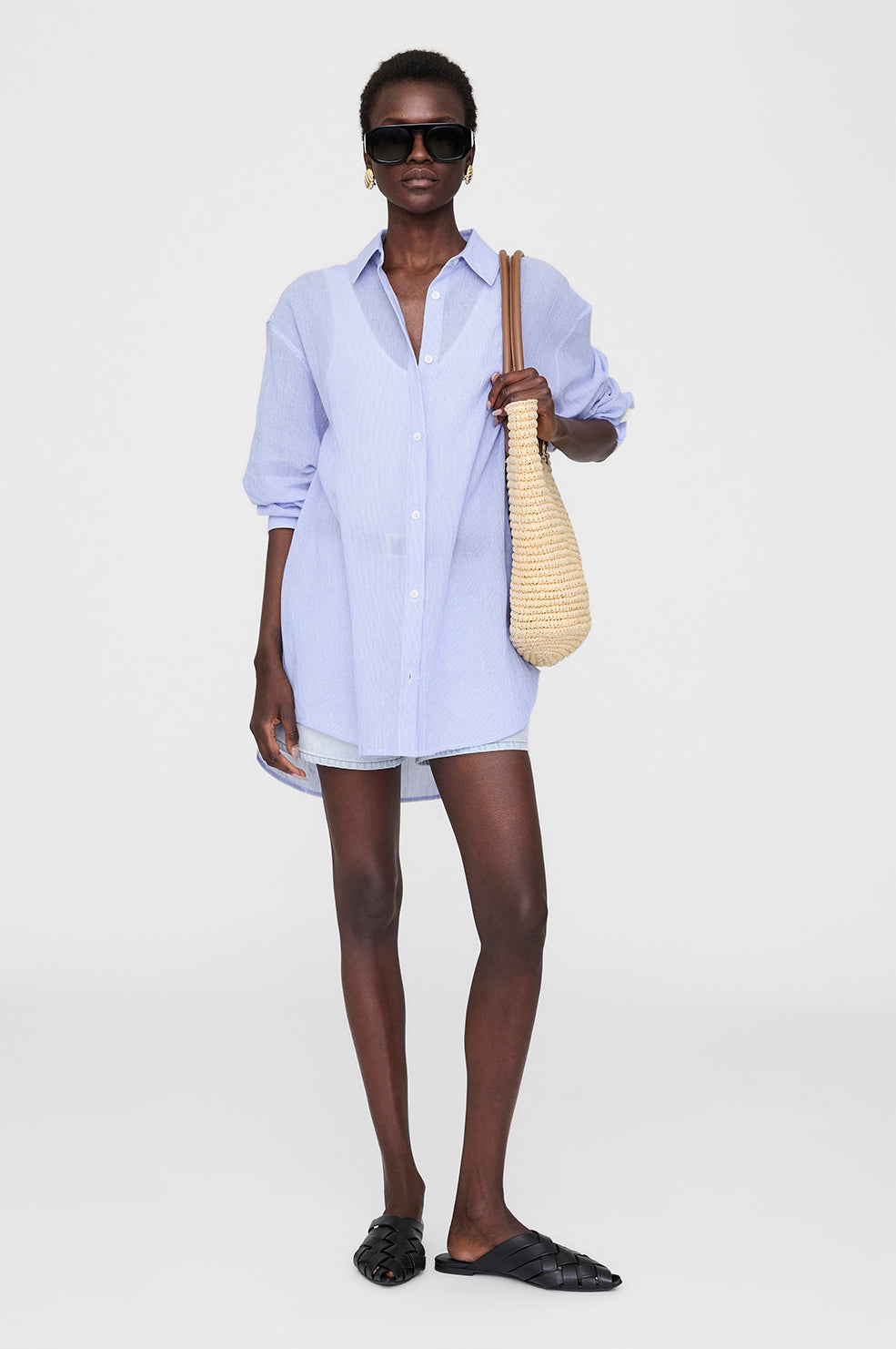 Plaza Shirt - Blue And White Mini Stripe