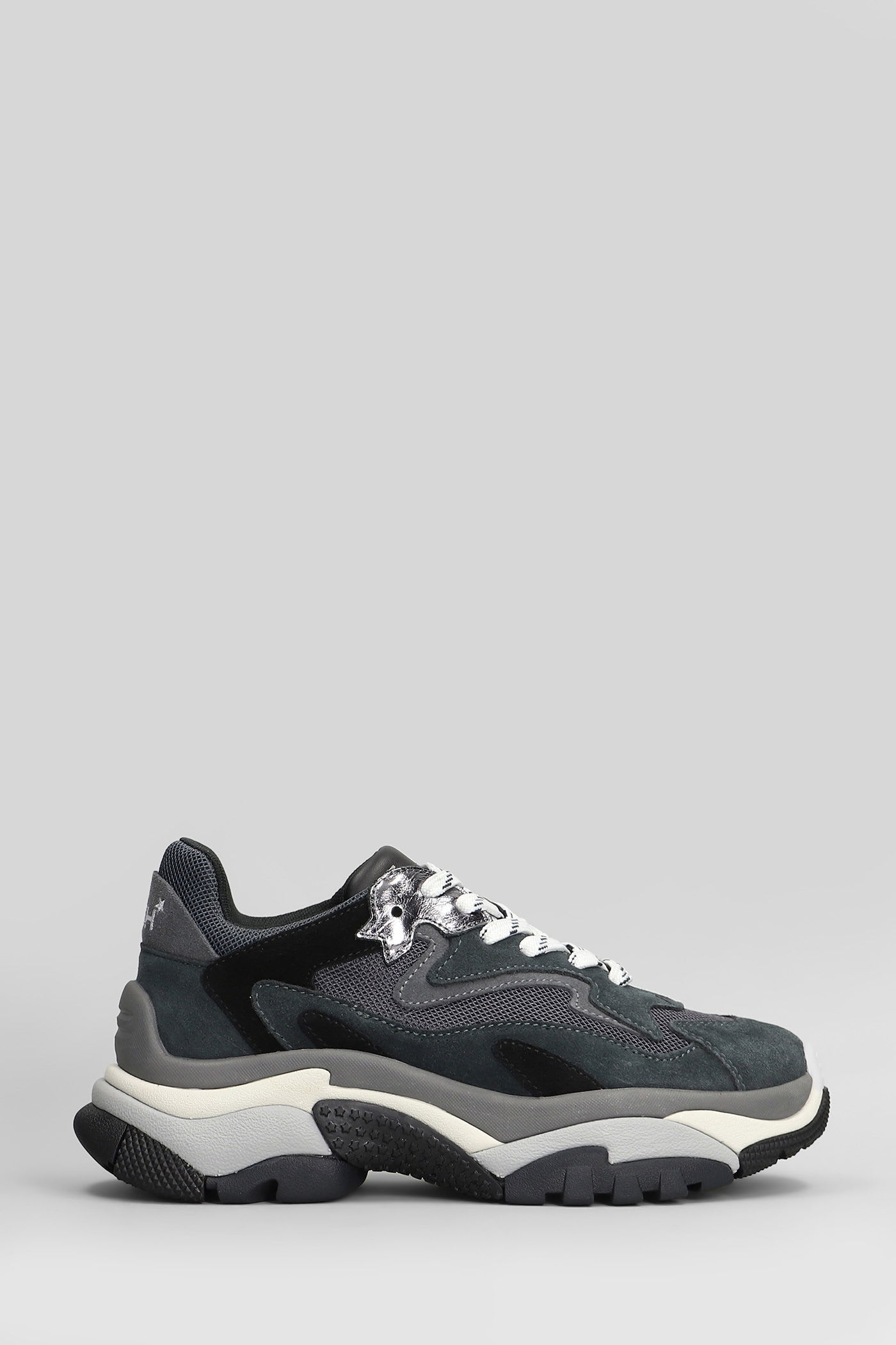 Ash Addict Sneakers In Grey Suede And Fabric