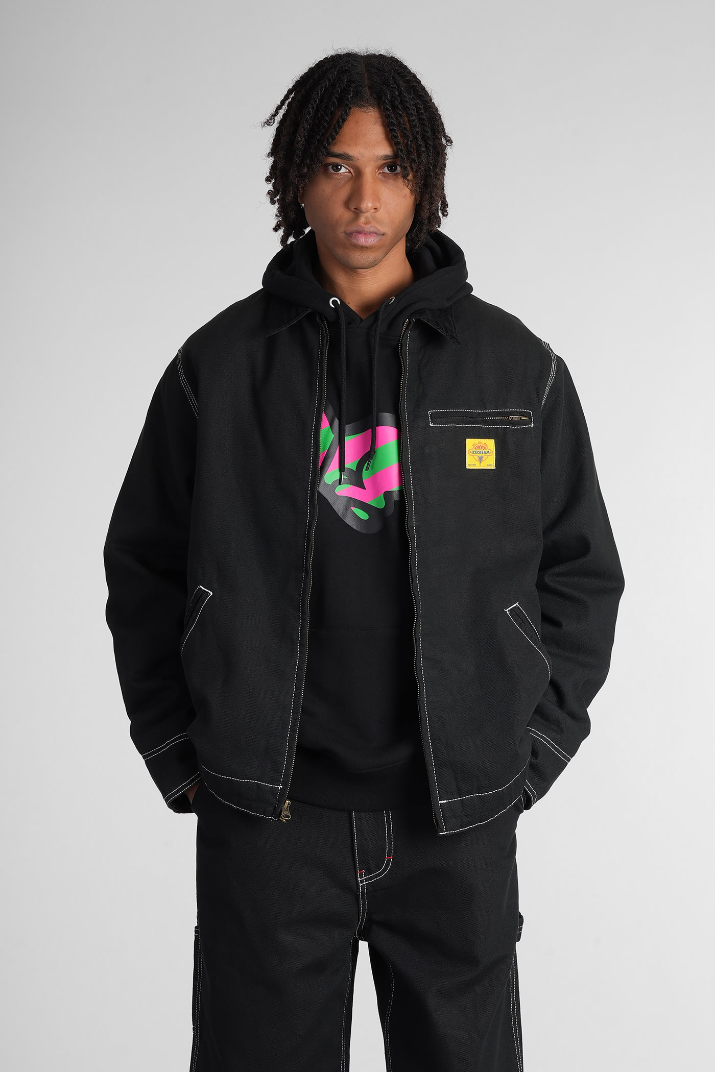 Icecream Casual Jacket In Black Cotton
