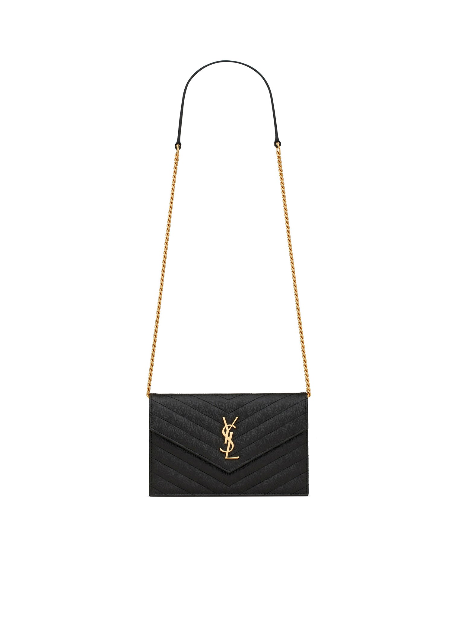 CASSANDRE MATELASSÉ ENVELOPE CHAIN WALLET IN GRAIN DE POUDRE EMBOSSED LEATHER - Saint Laurent - Woman