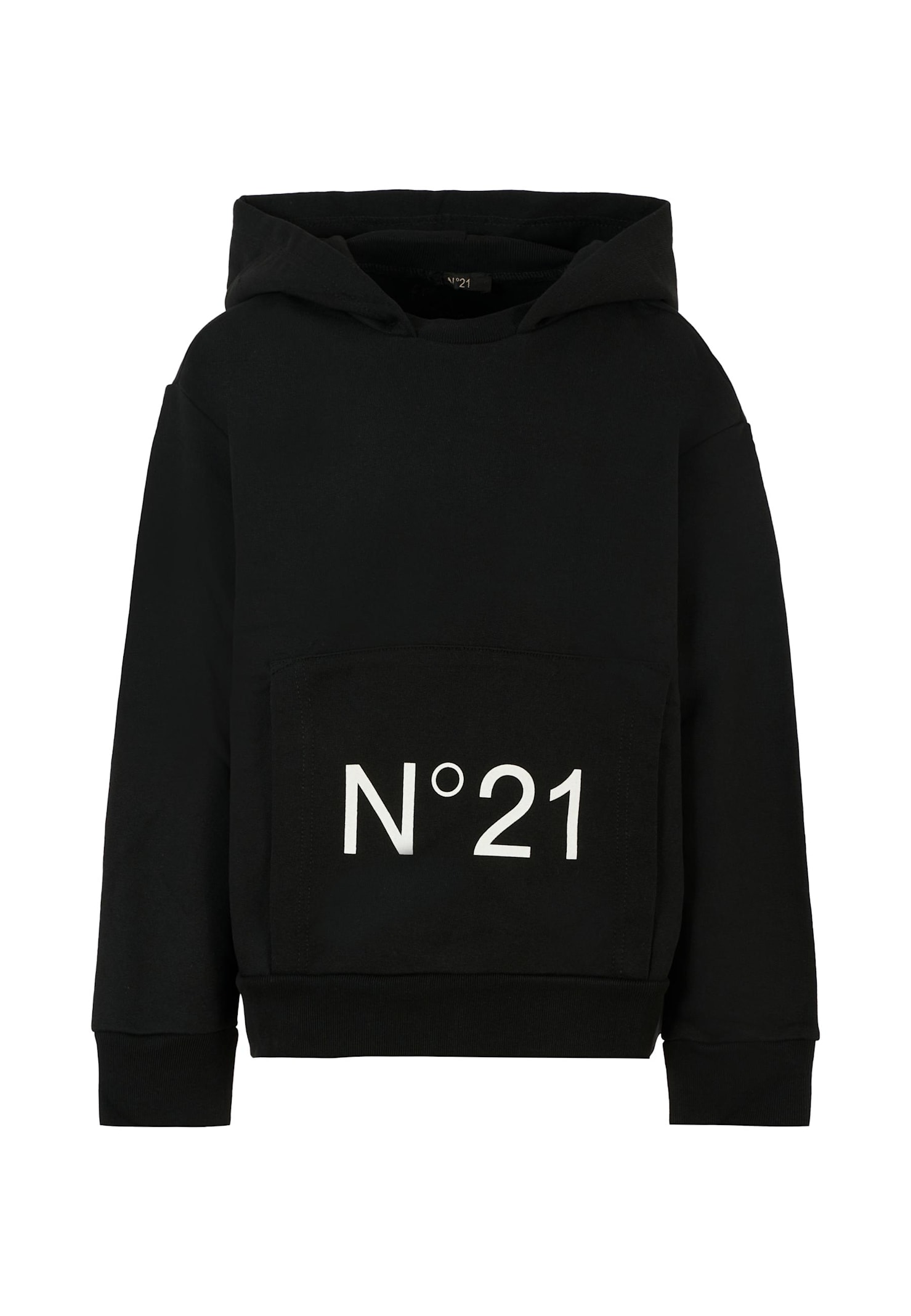 N.21 Black Sweatshirt For Kids With Logo