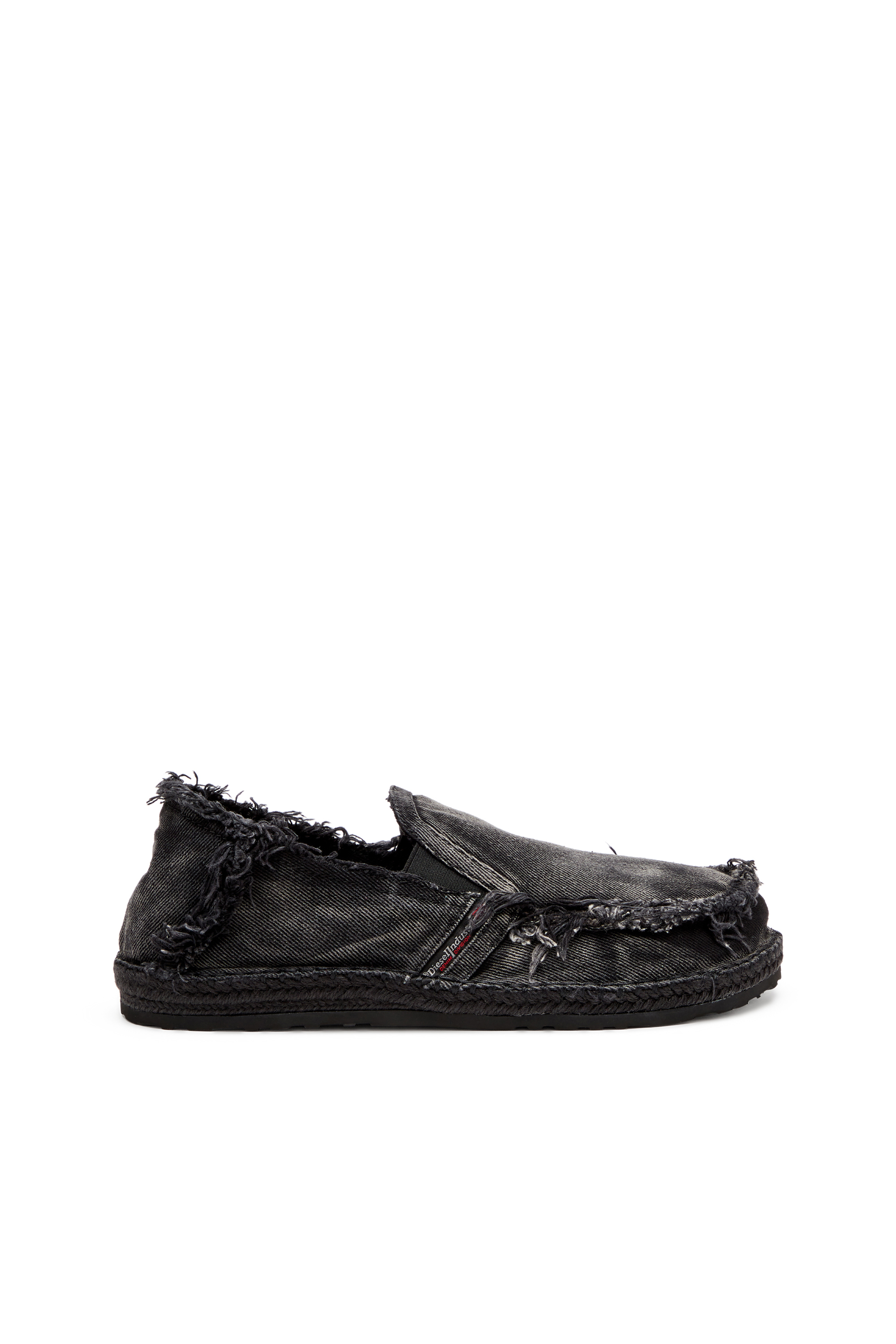 Diesel - D-Lukas-Espadrille loafers in distressed denim - Mocassins and Mules - Man - Black