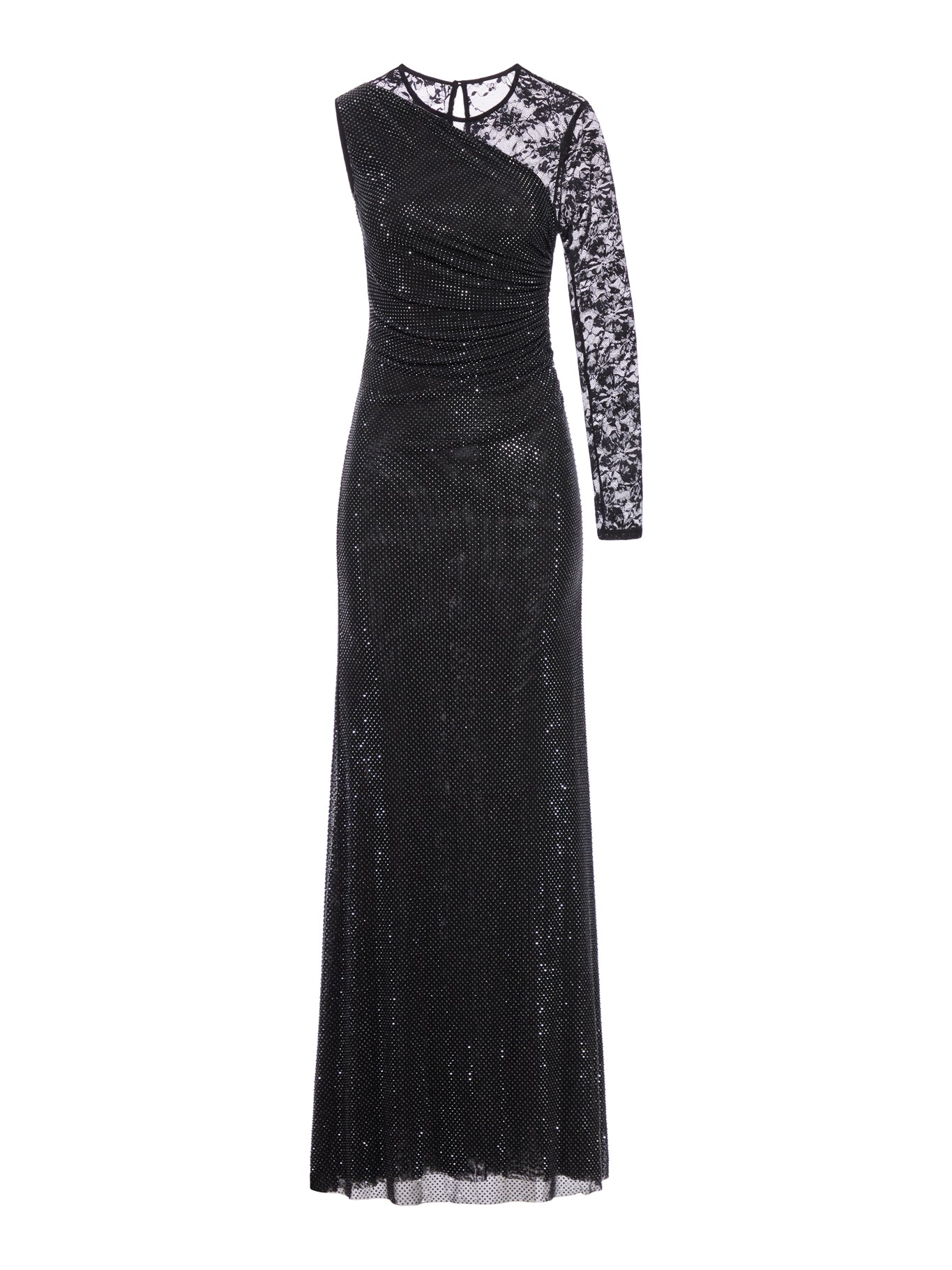 DRESS WITH RHINESTONE AND LACE SLEEVES - Self-portrait - Woman