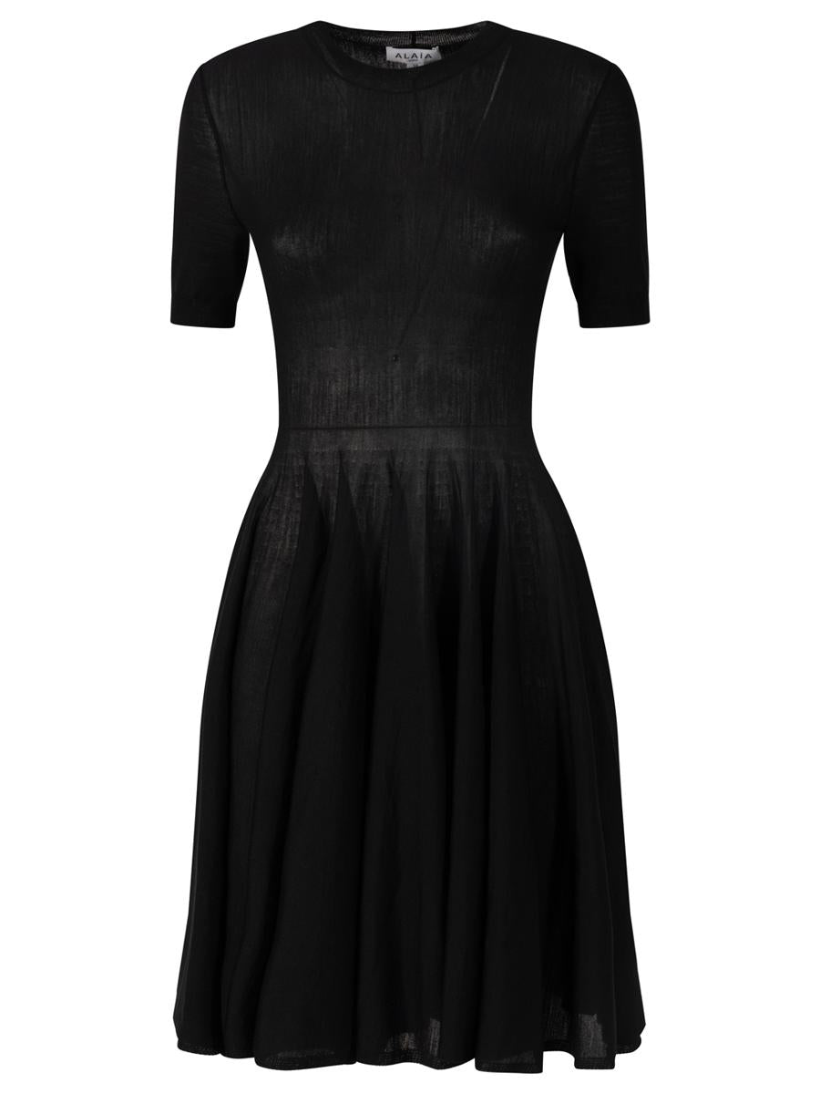 Alaïa Skater Short-Sleeved Wool Dress Clothing