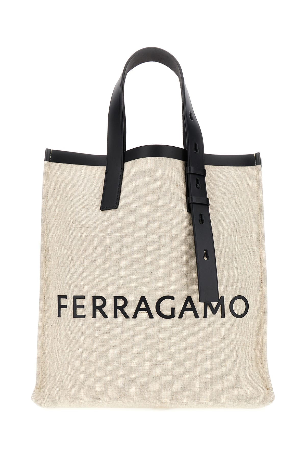 Ferragamo Beige Canvas Shopping Bag