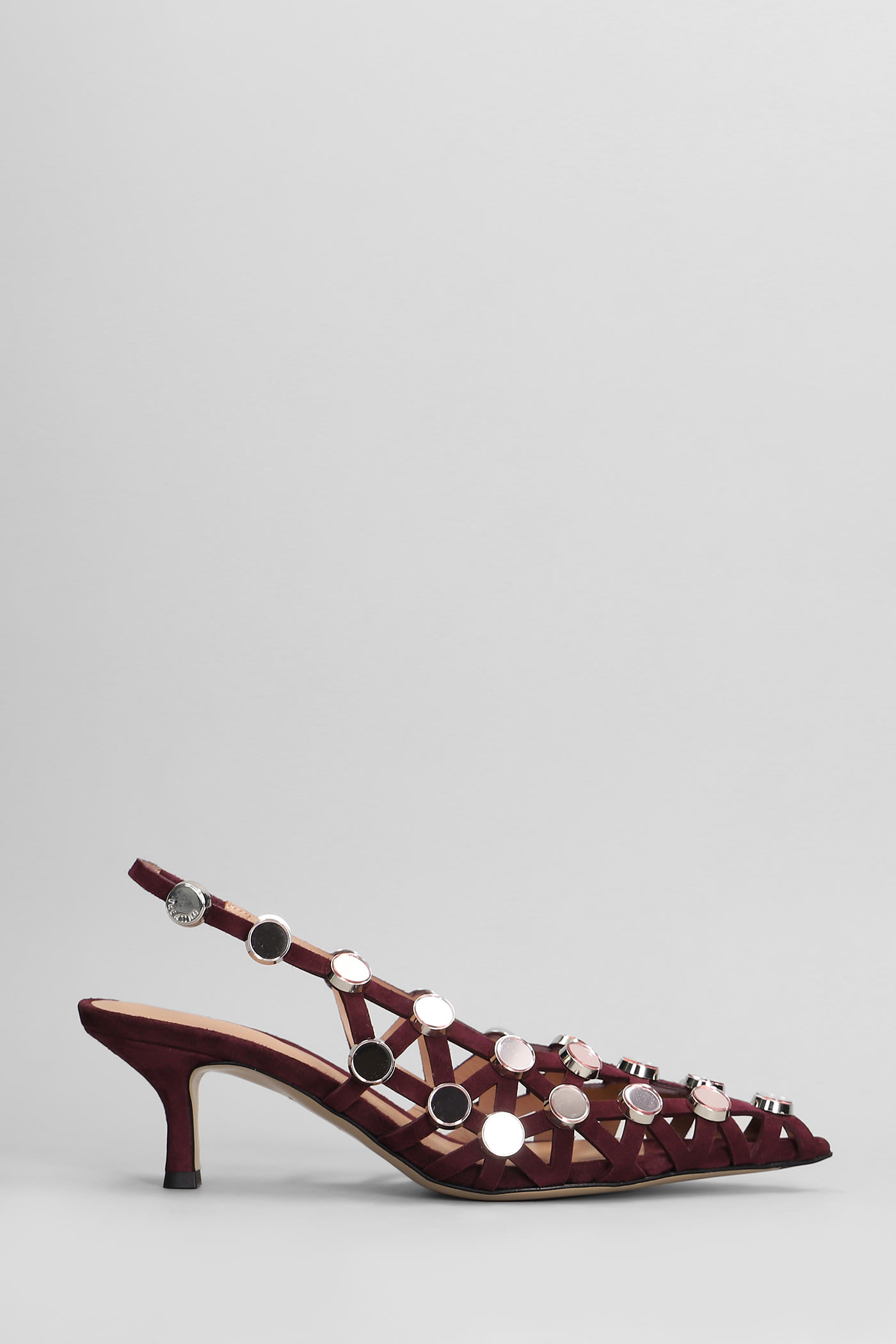 The Attico Grid Pumps In Bordeaux Suede