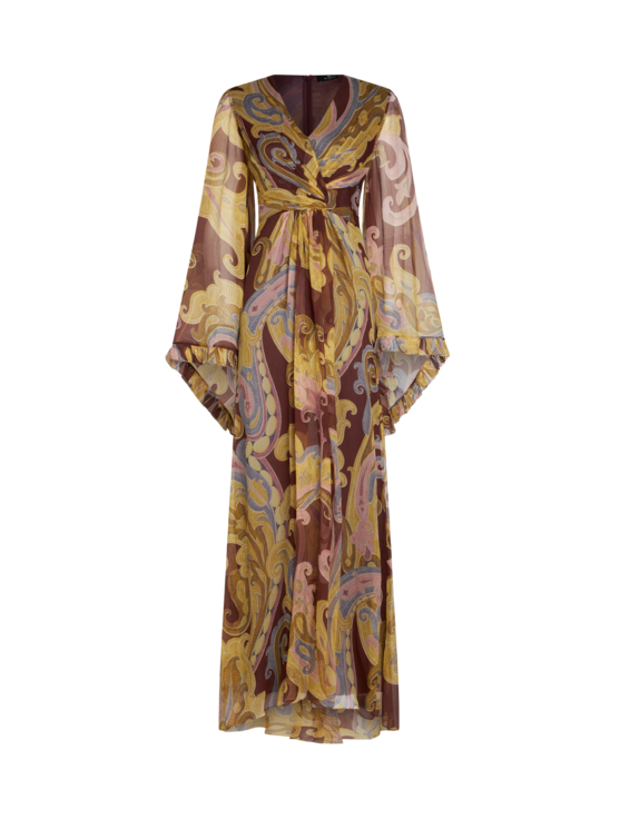 Etro, Robe En Soie Imprimée, Femme, Bordeaux, Taille 46