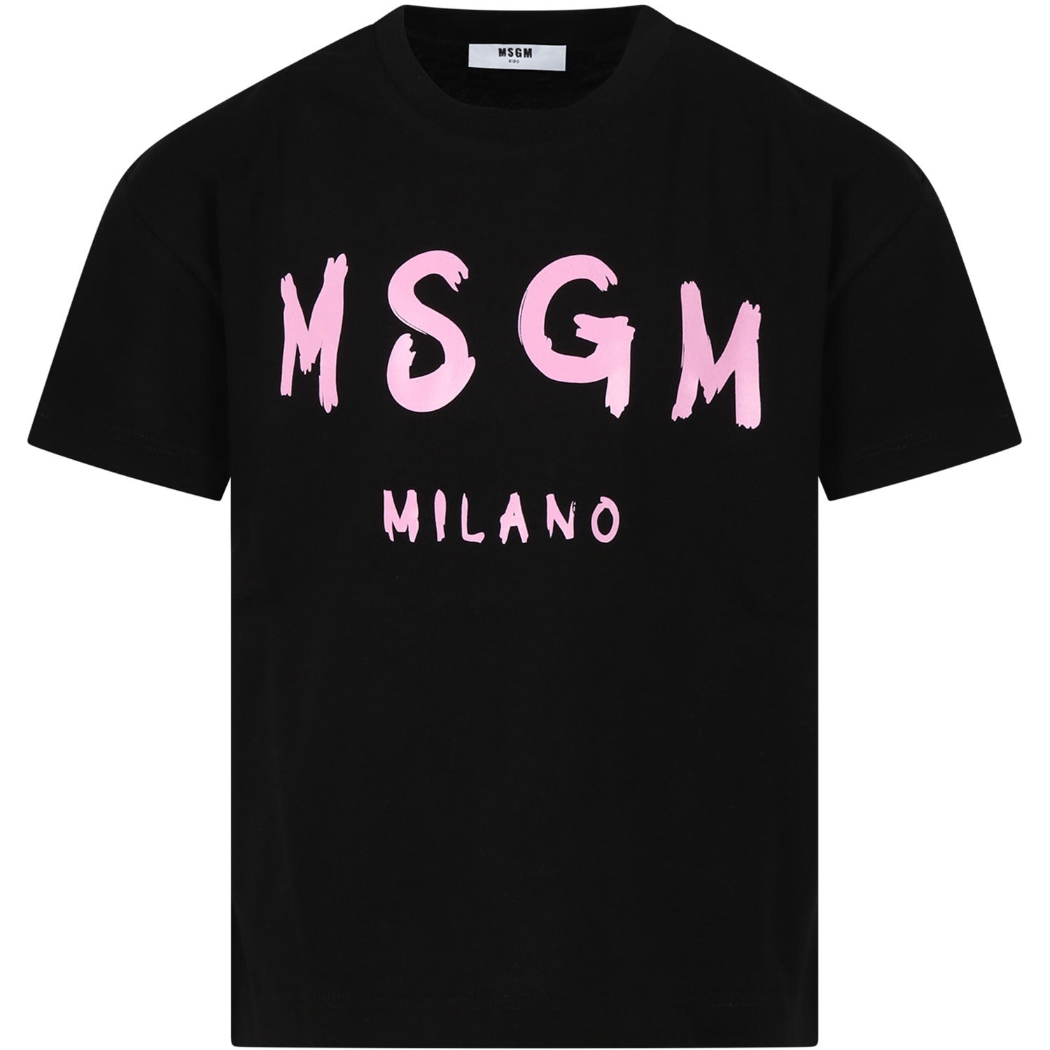 MSGM Black T-shirt For Girl With Logo
