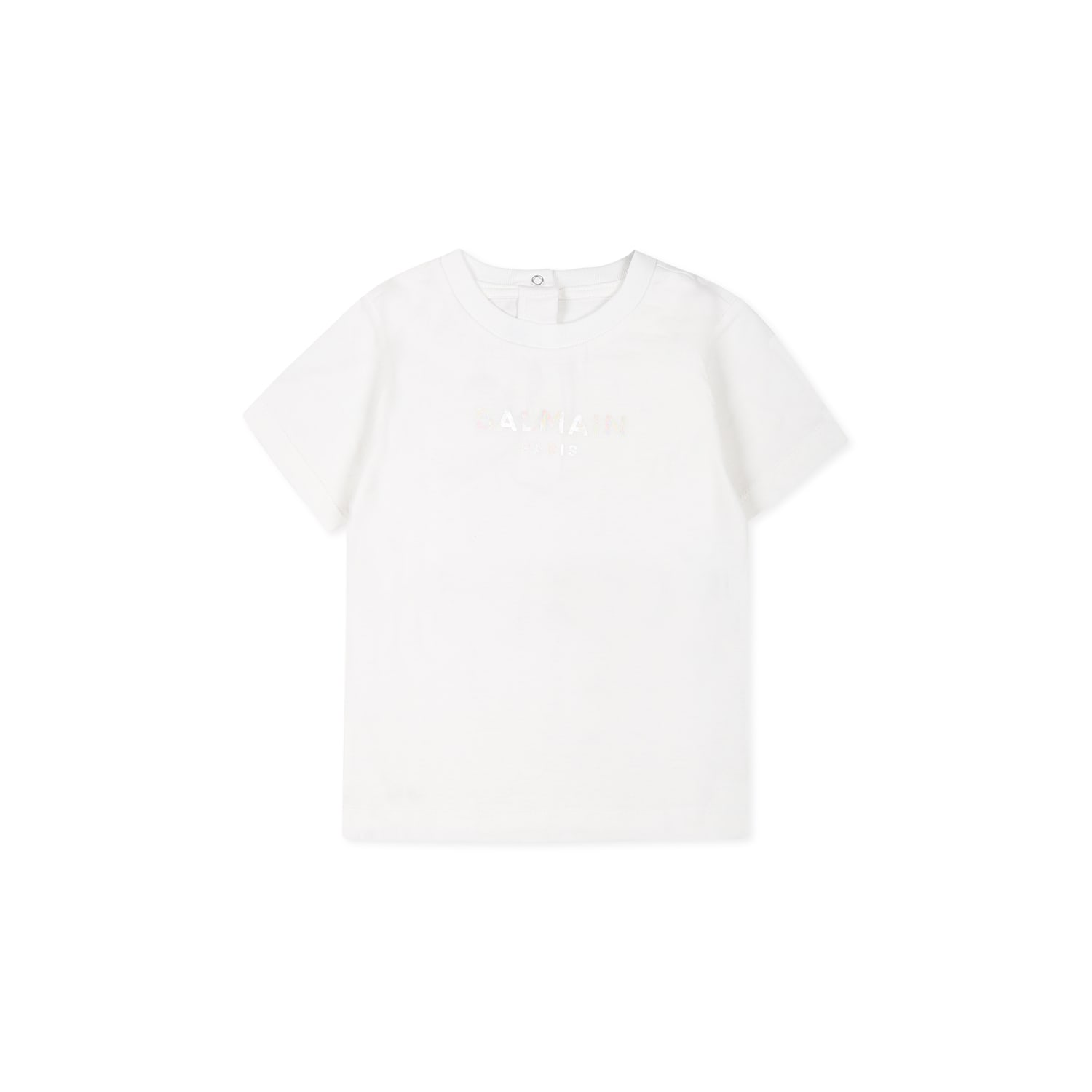 Balmain White T-shirt For Baby Girl With Logo