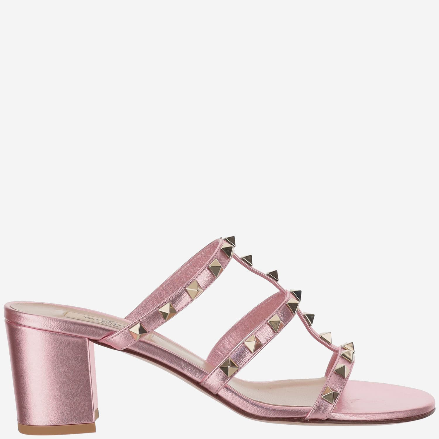 Valentino Garavani 60mm Laminated Nappa Leather Rockstud Slide Sandal