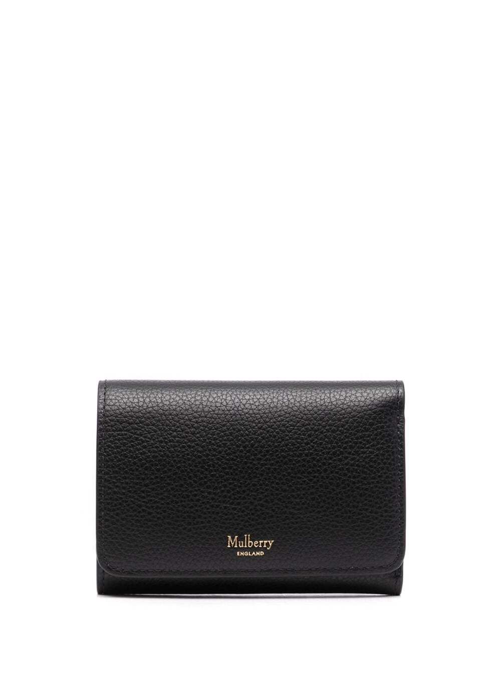 Mulberry Wallet With Logo And Button Fastening In Grained Leather