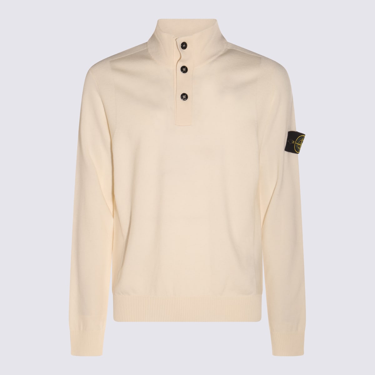 Stone Island Ivory Wool Knitwear