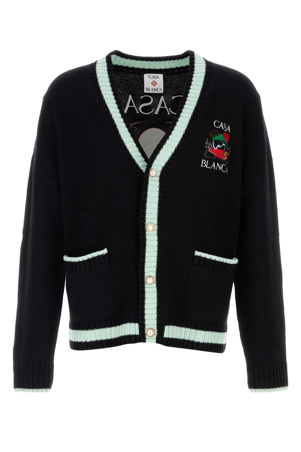 Casablanca Black Wool Blend Cardigan