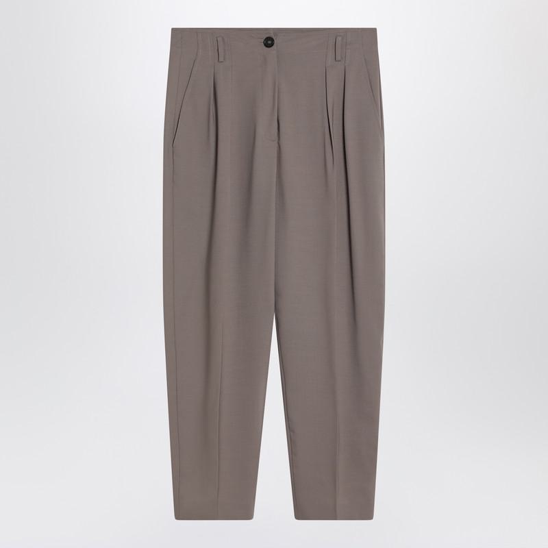 Erika Cavallini Dove-Coloured Wool-Blend Trousers