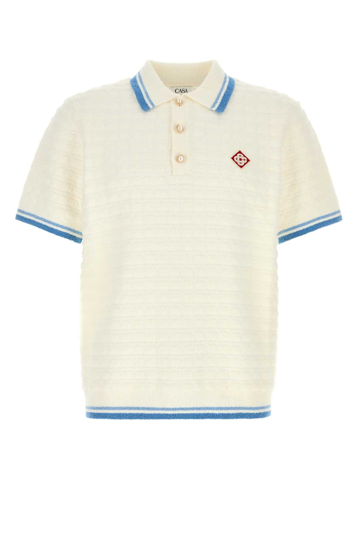 Casablanca White Boucle Polo Shirt