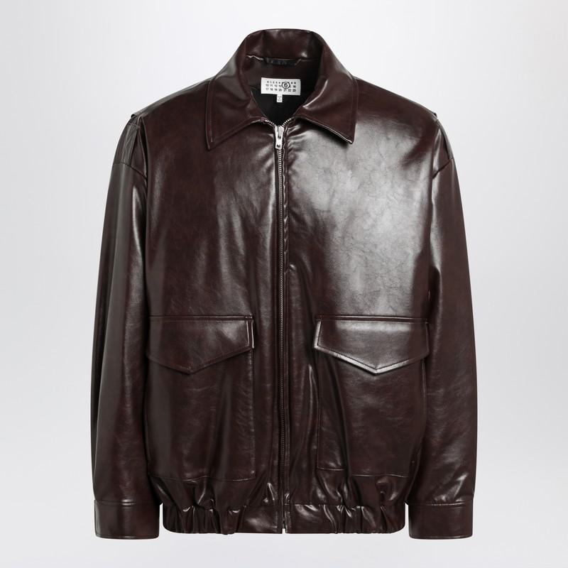 Mm6 Maison Margiela Burgundy Faux Zip Bomber