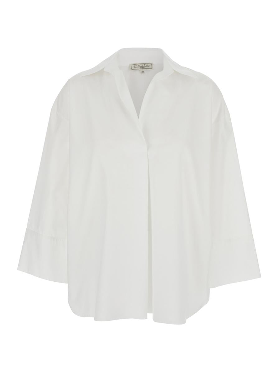 'Alighieri' White Shirt With V Neck And Wide Sleeves In Cotton Woman