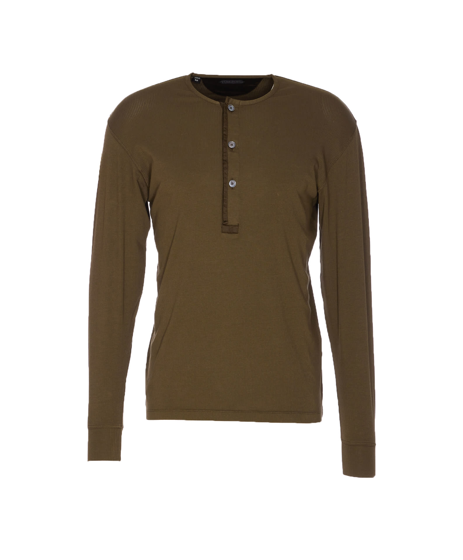 Tom Ford Ribbed Longsleeves Henley T-shirt